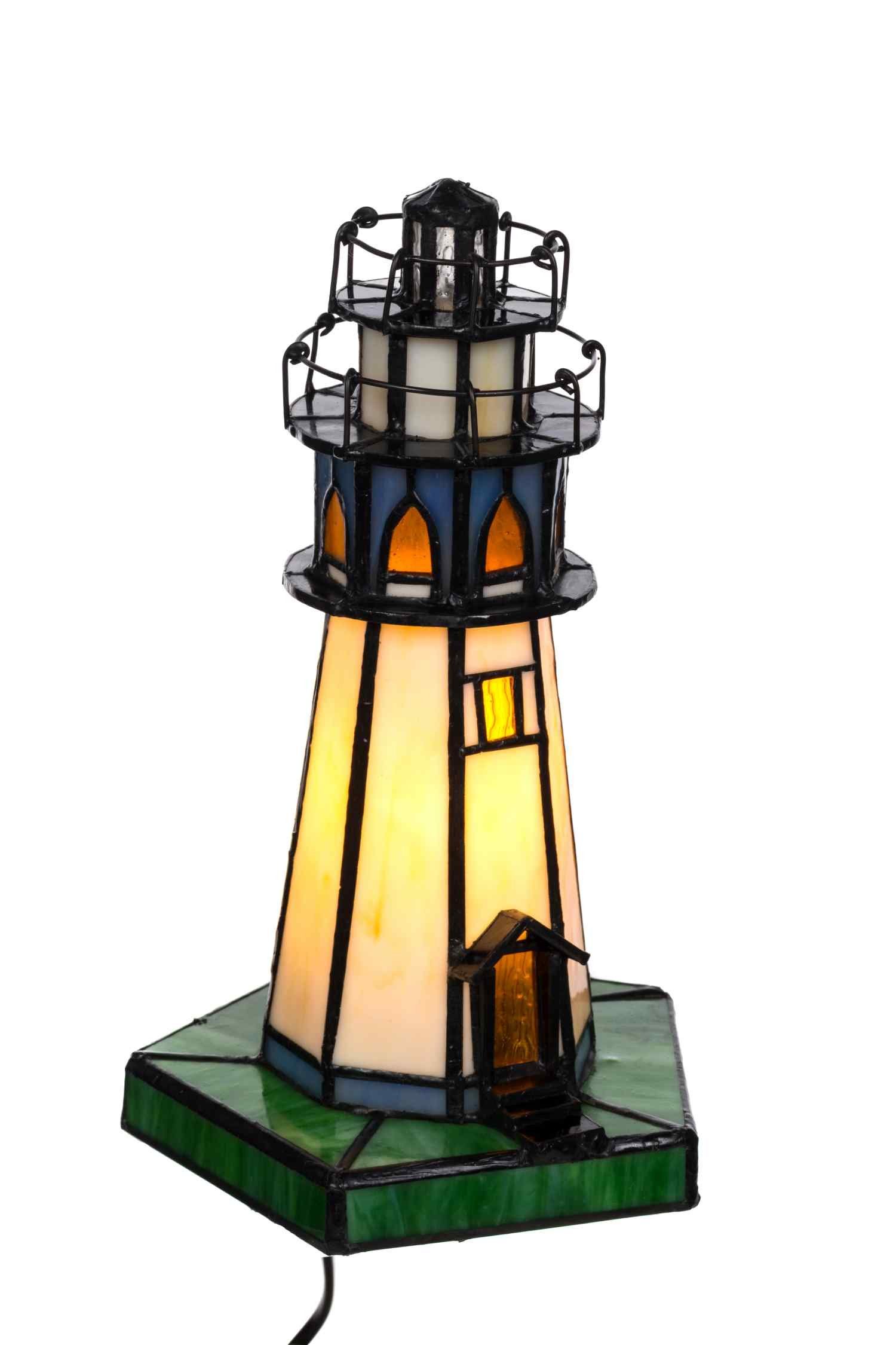 BIRENDY Stehlampe Tischlampe im Tiffany Style Leuchtturm Tiff 130 Motiv Lampe