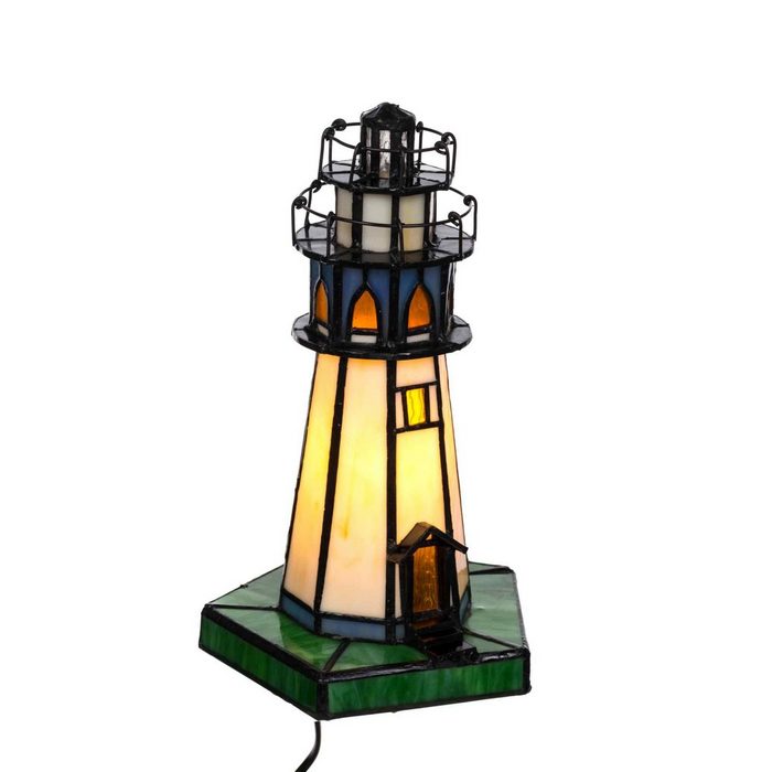 BIRENDY Stehlampe Tischlampe im Tiffany Style Leuchtturm Tiff 130 Motiv Lampe Dekorationslampe