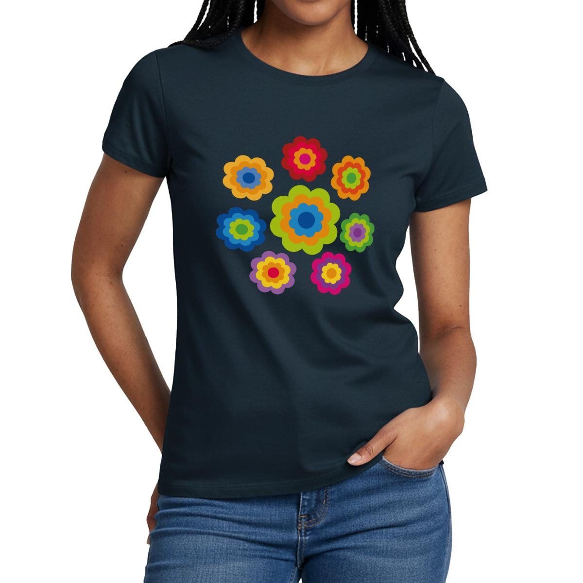 Spreadshirt T-Shirt 70er Jahre Hippie Flower Power Kostüm Blumen Fasching Frauen T-Shirt (1-tlg)