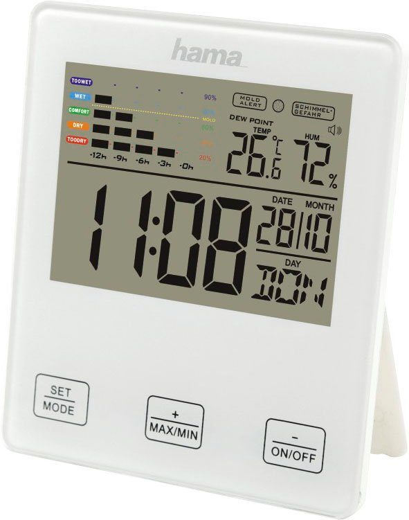 Komfortanzeige optimaler Schimmelalarm Wetterstation, Wohnraum Thermometer Luftfeuchtigkeit im mit Hama bei Thermo-/Hygrometer \