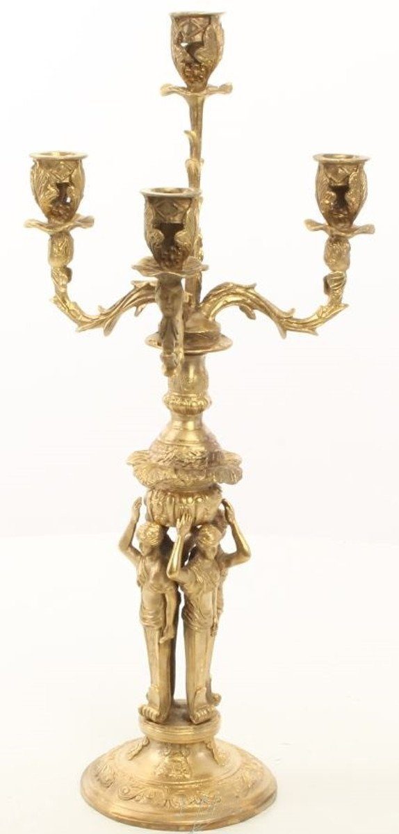 Kerzenständer Barock Kerzenständer Set Gold 16 x 16 x H. 42 cm - Barockstil Kerzenhalter aus vergoldeter Bronze