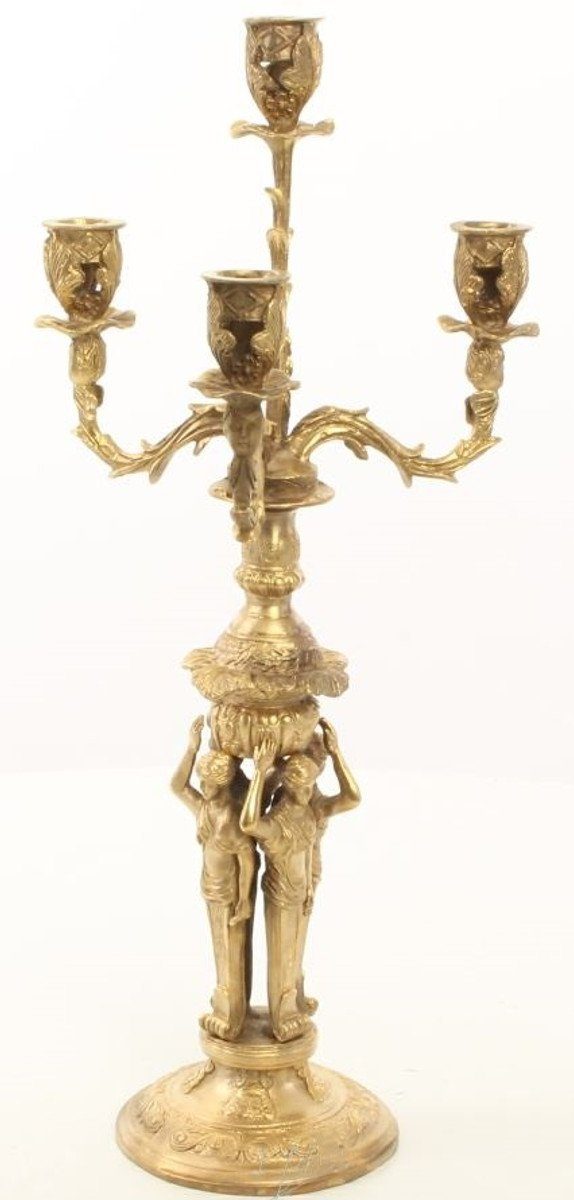 Casa Padrino Kerzenständer Barock Kerzenständer Set Gold 16 x 16 x H. 42 cm - Barockstil Kerzenhalter aus vergoldeter Bronze