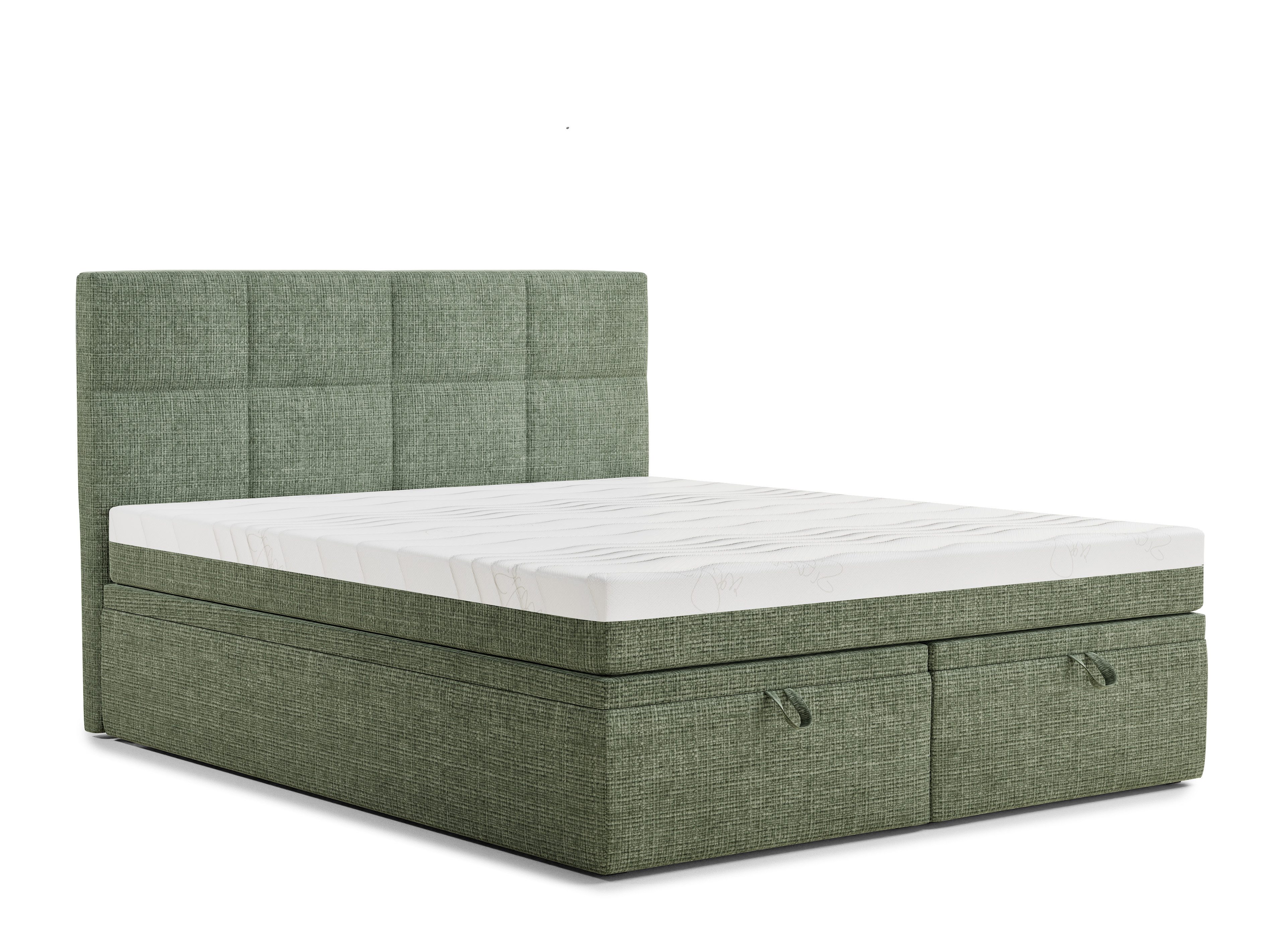 Maison de Rêve Boxbett Umage mit Bettkasten (Boxbett mit Matratze mit Stauraum und Kopfteil), Boxspringbett mit Matratzen H3, Doppelbett mit Stauraum, Kopfteil