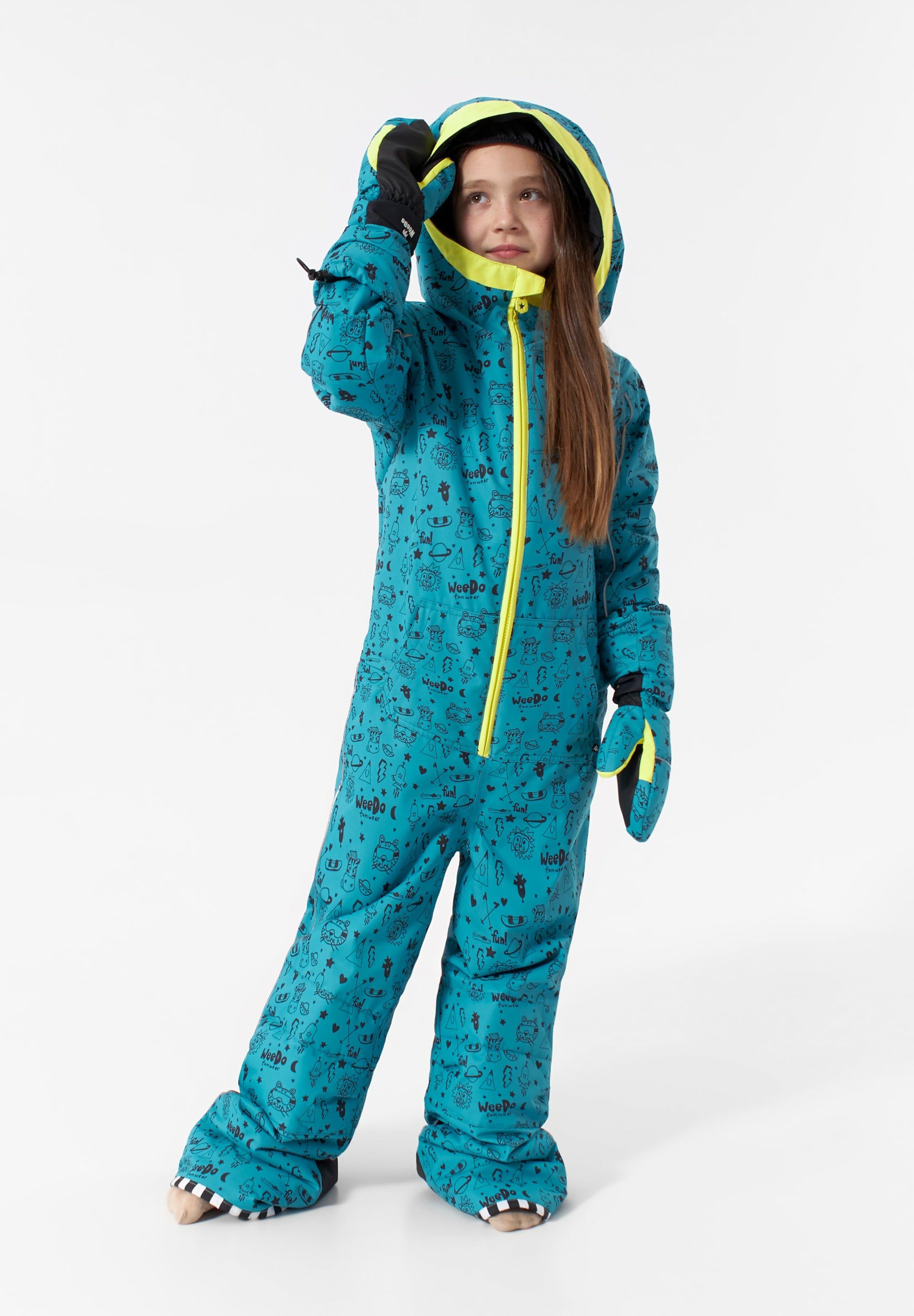 WeeDo Schneeoverall COSMO UNIVERSE Verstärkte und gepolsterte Knie,  Ellbogen, Handflächen und Gesäß, Funktionaler Anzug für Ski- und  Snowboard-Fans