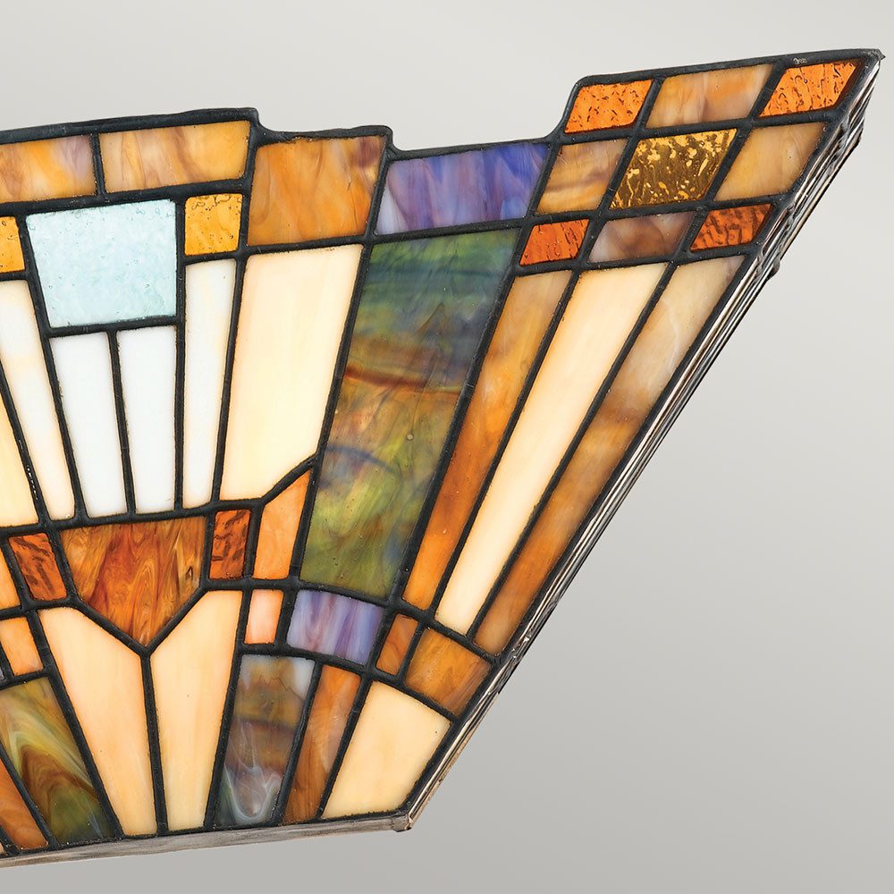 Elstead LIGHTING Wandleuchte, Leuchtmittel nicht inklusive, Wandleuchte Lampe Tiffany-Glas Metall Flurlampe Vintage Bronze B 40,6