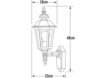 meineWunschleuchte LED Außen-Wandleuchte, LED wechselbar, warmweiß, Wand-laterne Landhausstil, Fassadenlampe Hauswand, Schwarz H: 48cm