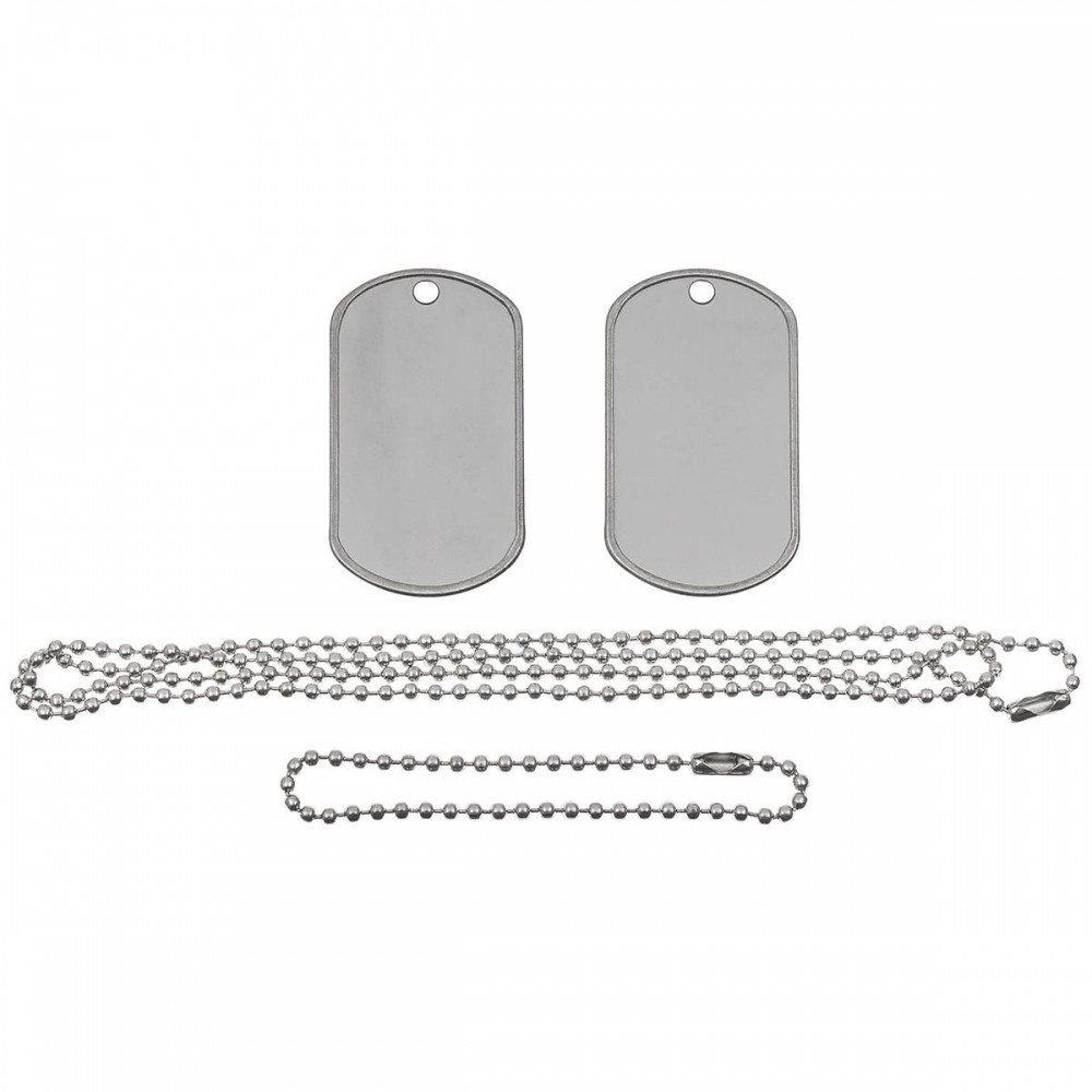 MFH Dog Tag Anhänger US Erkennungsmarke mit Kette Edelstahl Set