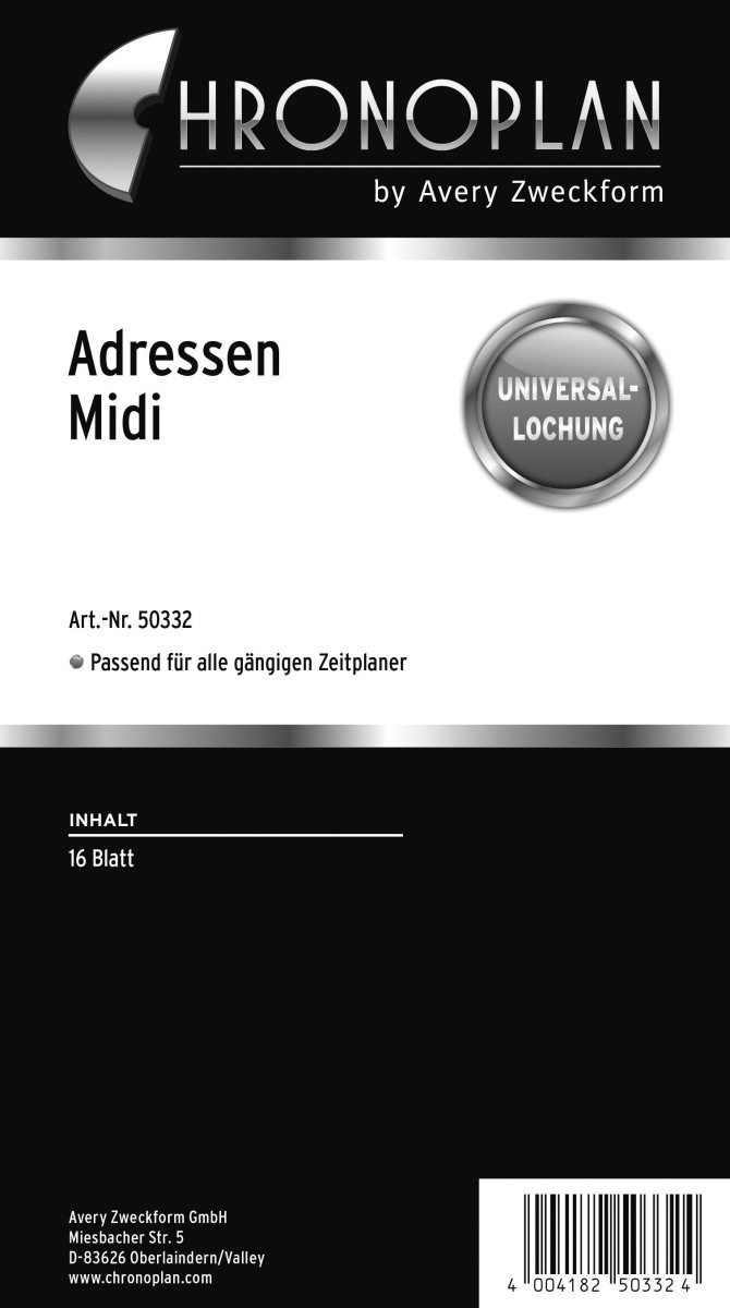 CHRONOPLAN Планировщик Formblätter Adressen Midi