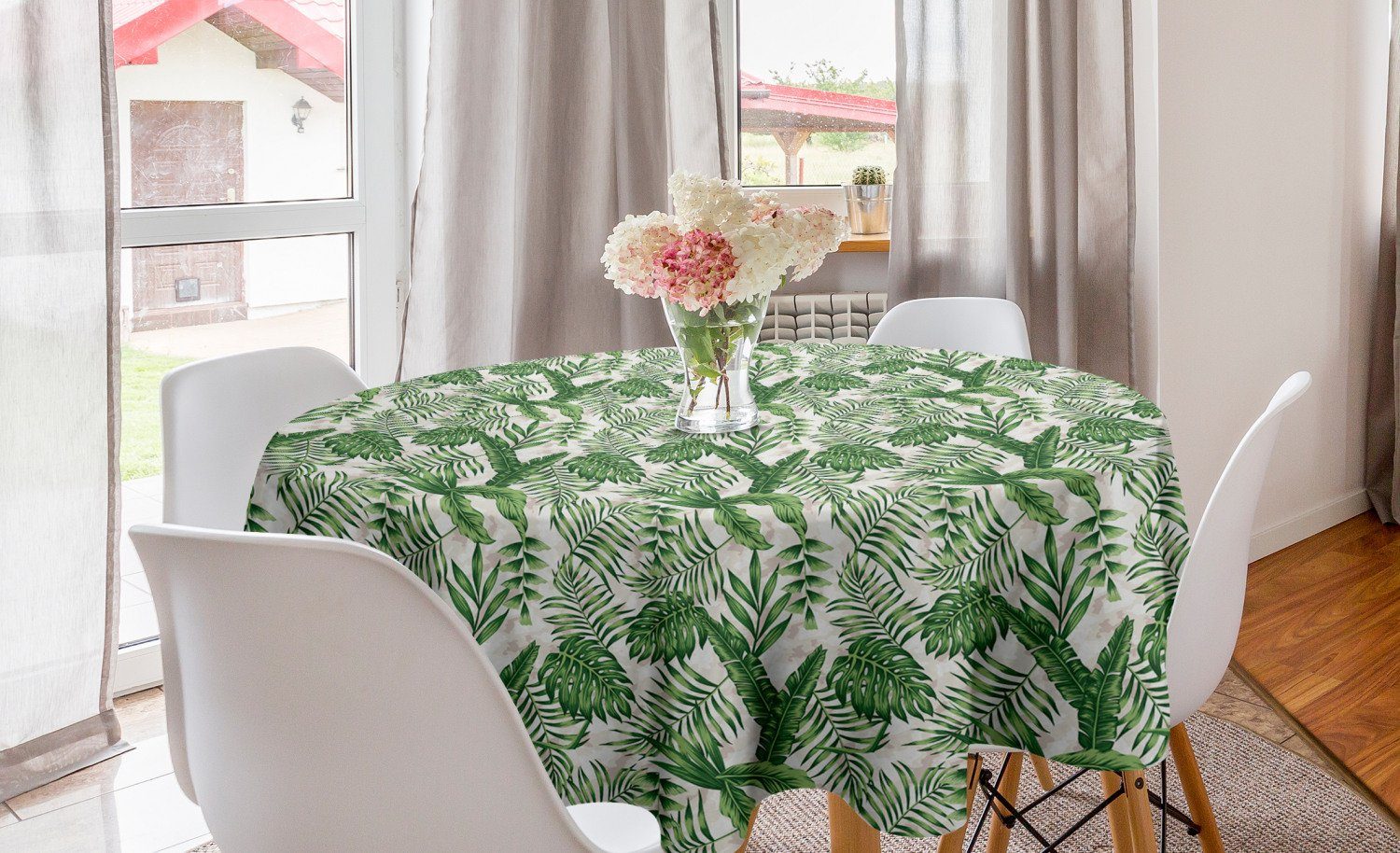 Abakuhaus Tischdecke Kreis Tischdecke Abdeckung Blätter Dekoration, für verschiedene Küche Esszimmer Hawaii-Farben