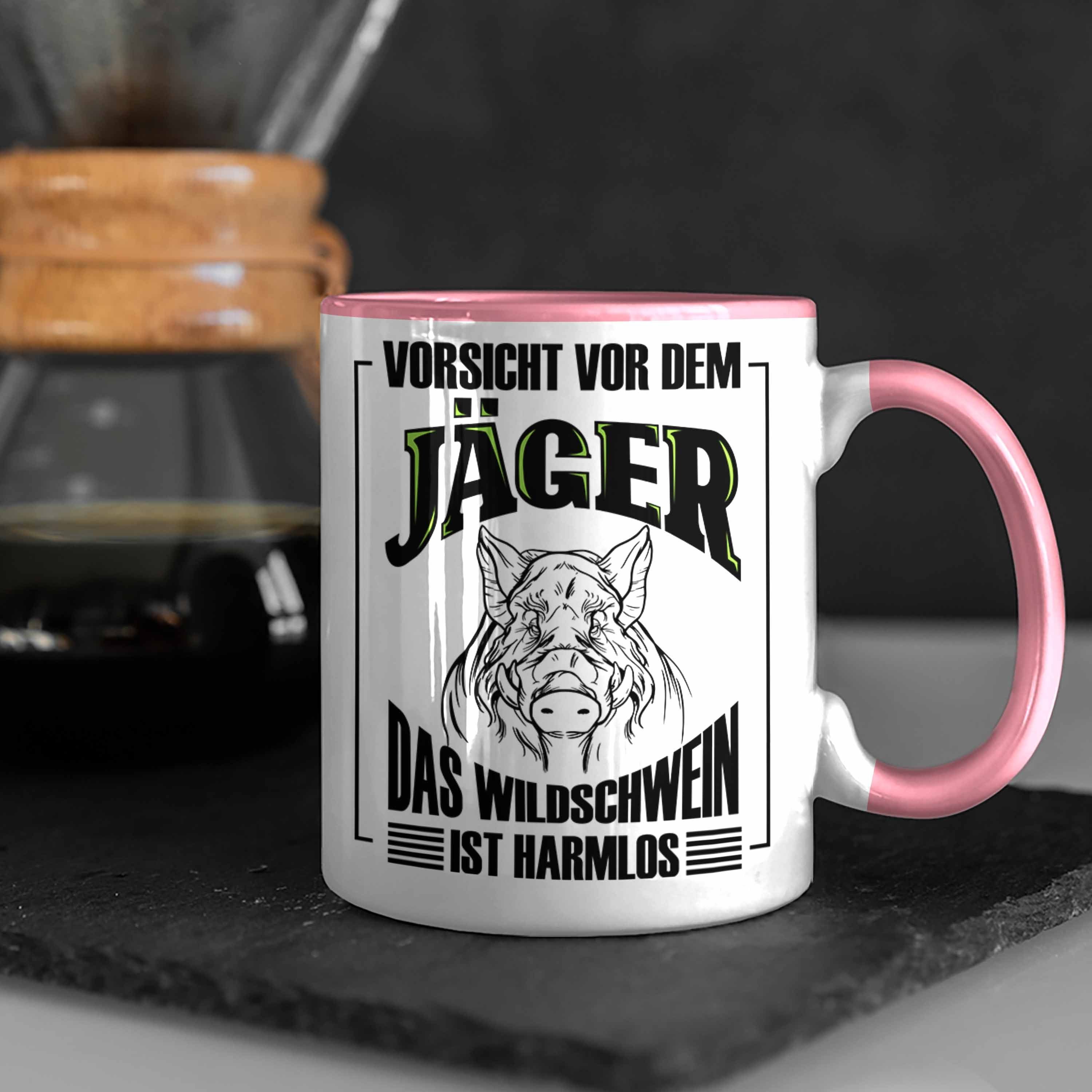 Jagd Wildschwein Lustige Geschenk Tasse für Rosa Geschenkidee Jäger Tasse Trendation Spruch