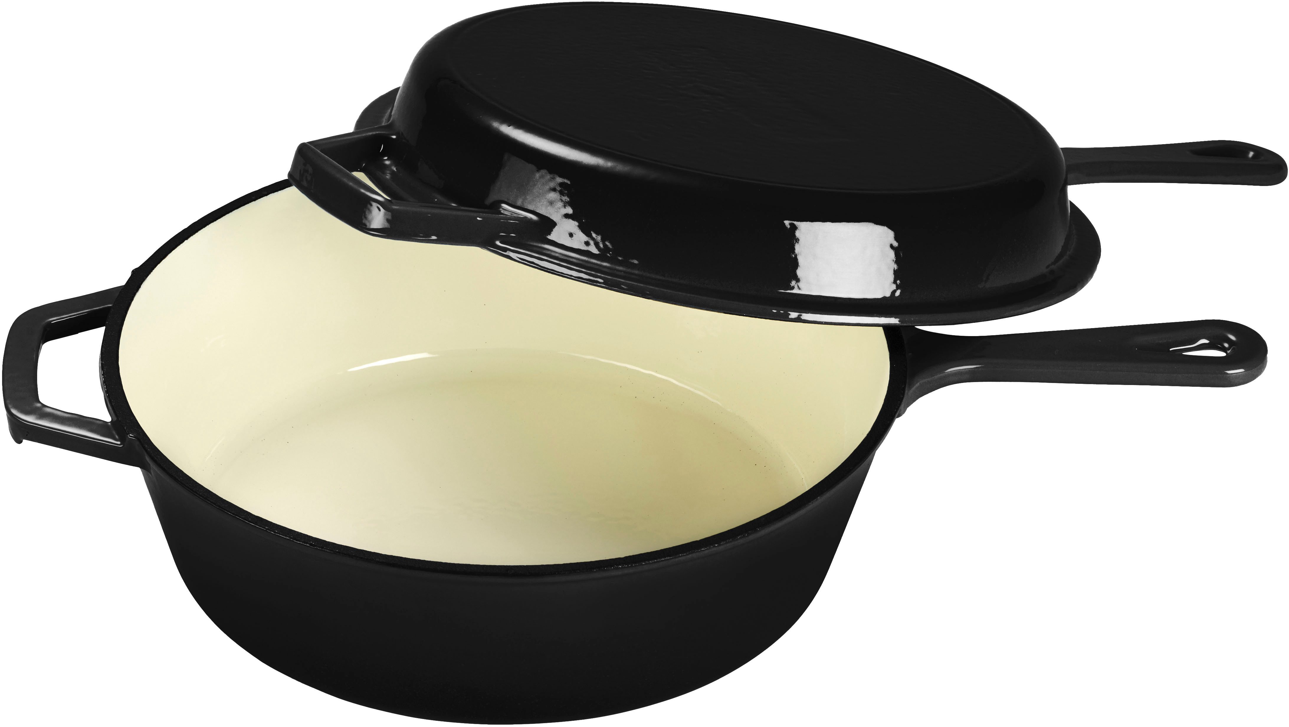ECHTWERK Schmortopf 2 in 1 Set - Topf & Pfanne aus Gusseisen, Gusseisen (Set, 2-tlg), Mit allen Herdarten kompatibel, ergonomische Griffe