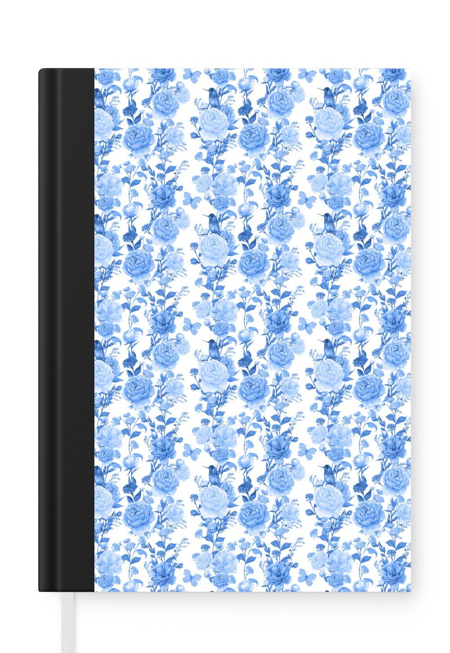 MuchoWow Notizbuch Blumen - Rosen - Blau, Journal, Merkzettel, Tagebuch, Notizheft, A5, 98 Seiten, Haushaltsbuch