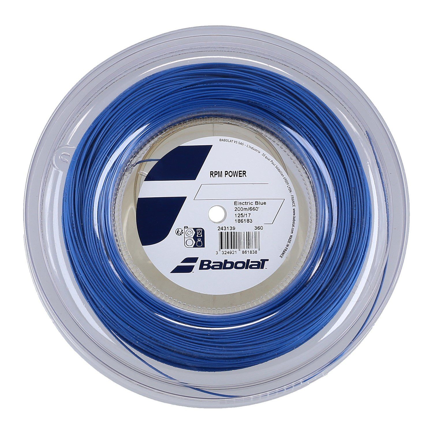 Babolat Tennissaite RPM Power (Haltbarkeit+Power) blau 200m Rolle, Saitendicke: 1.25