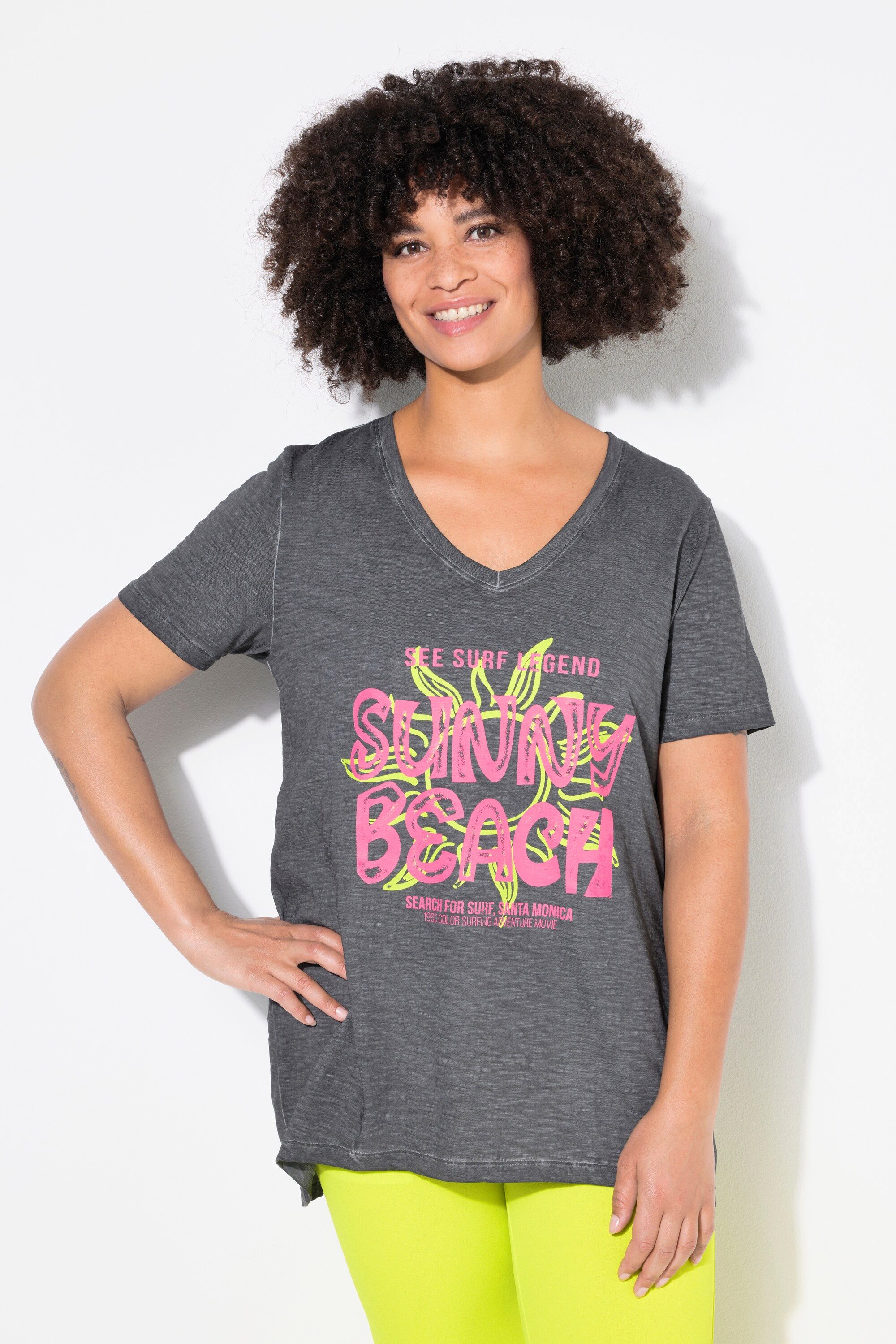 T-Shirt T-Shirt A-Linie Beach-Schriftzug