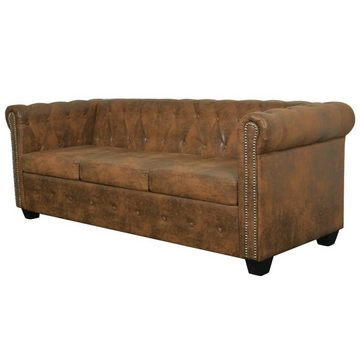 DOTMALL Chesterfield-Sofa 3-Sitzer antik braun, mit Knopfheftung und Nietenverzierung