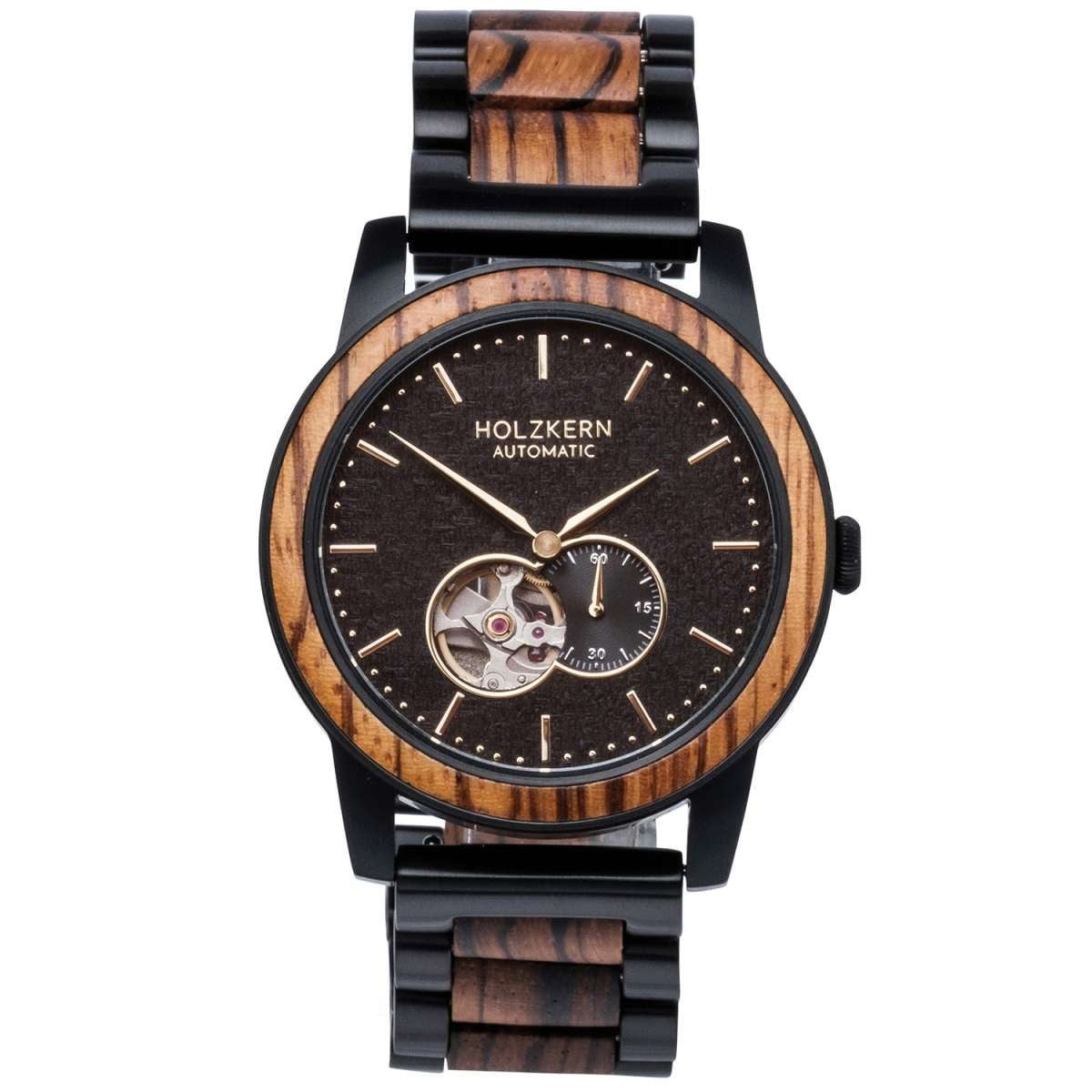 Holzkern Automatikuhr 9010631003906, Herrenuhr Automatik San Francisco Zebrano/Ahorn