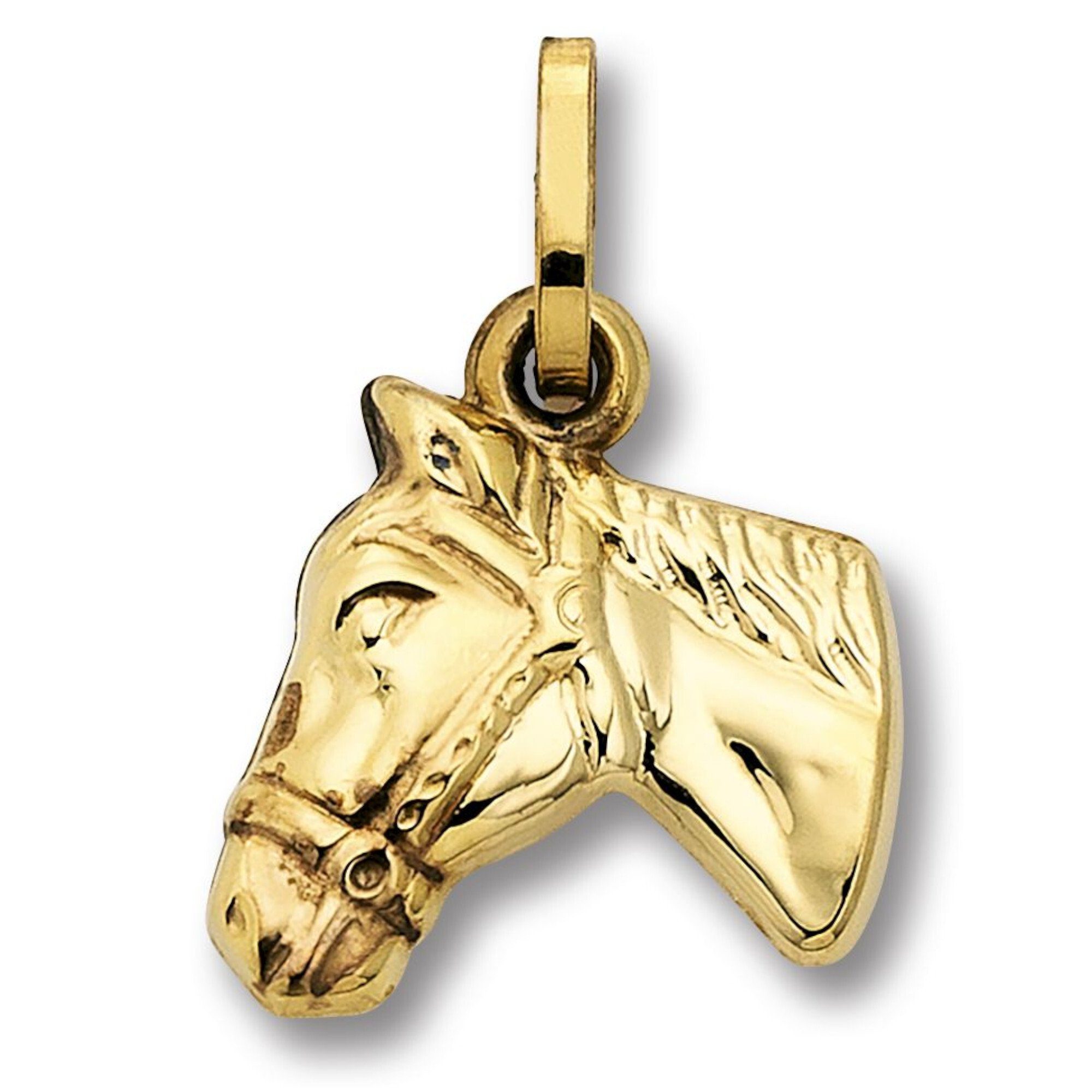ONE Pferd Anhänger Damen aus Gold Schmuck 333 Gelbgold, Kettenanhänger Pferd ELEMENT