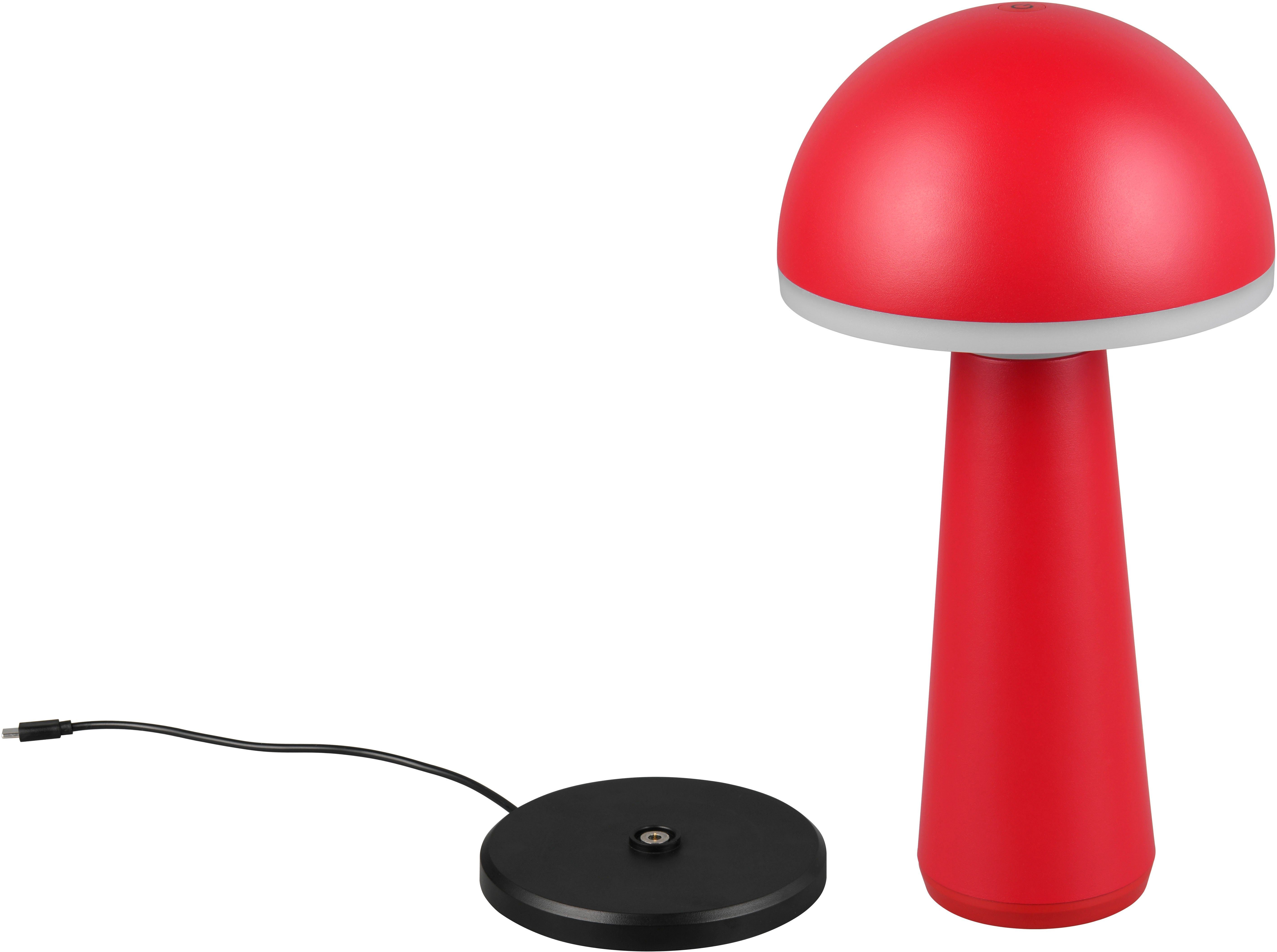 Reality Leuchten LED Außen-Tischleuchte FUNGO, Dimmfunktion, USB-Ladefunktion, LED fest integriert, warmweiß - kaltweiß, Outdoor Akku Tischlampe inkl Ladestation USB-C, Lichtfarbe einstellbar