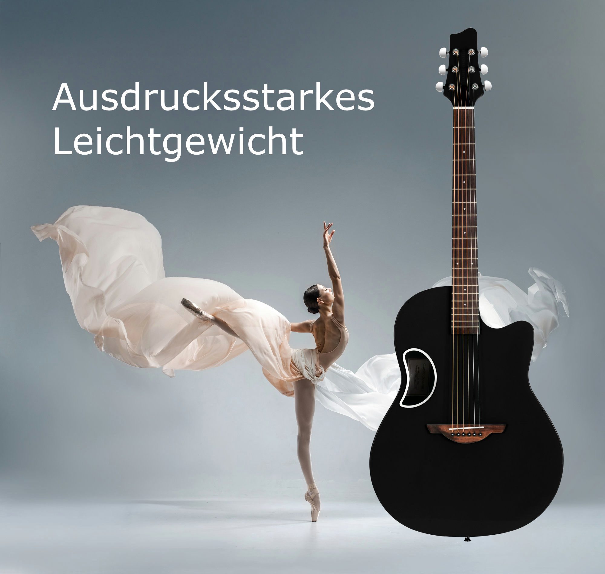 Classic Cantabile Westerngitarre CS-100 Westerngitarre - Akustikgitarre aus Carbonfaser, Korpusform: Roundback mit Cutaway