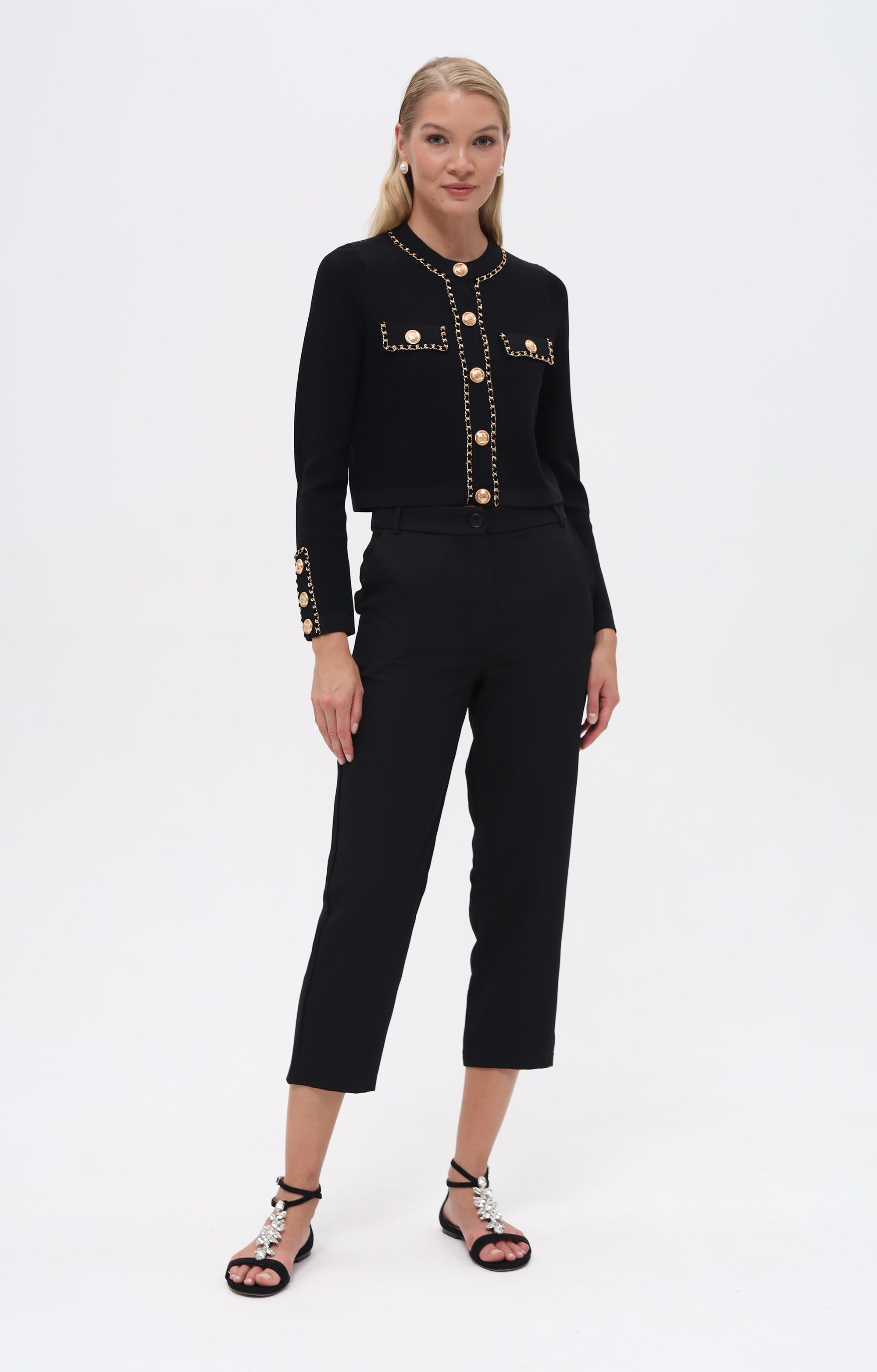 Passioni Cardigan mit Kettenapplikation