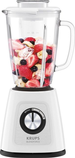 Krups Standmixer KB4351 Blendforce+, 800 W, 1,75 l hitzebeständiger Glasbehälter, 6 Messer, Ice Crush Funktion