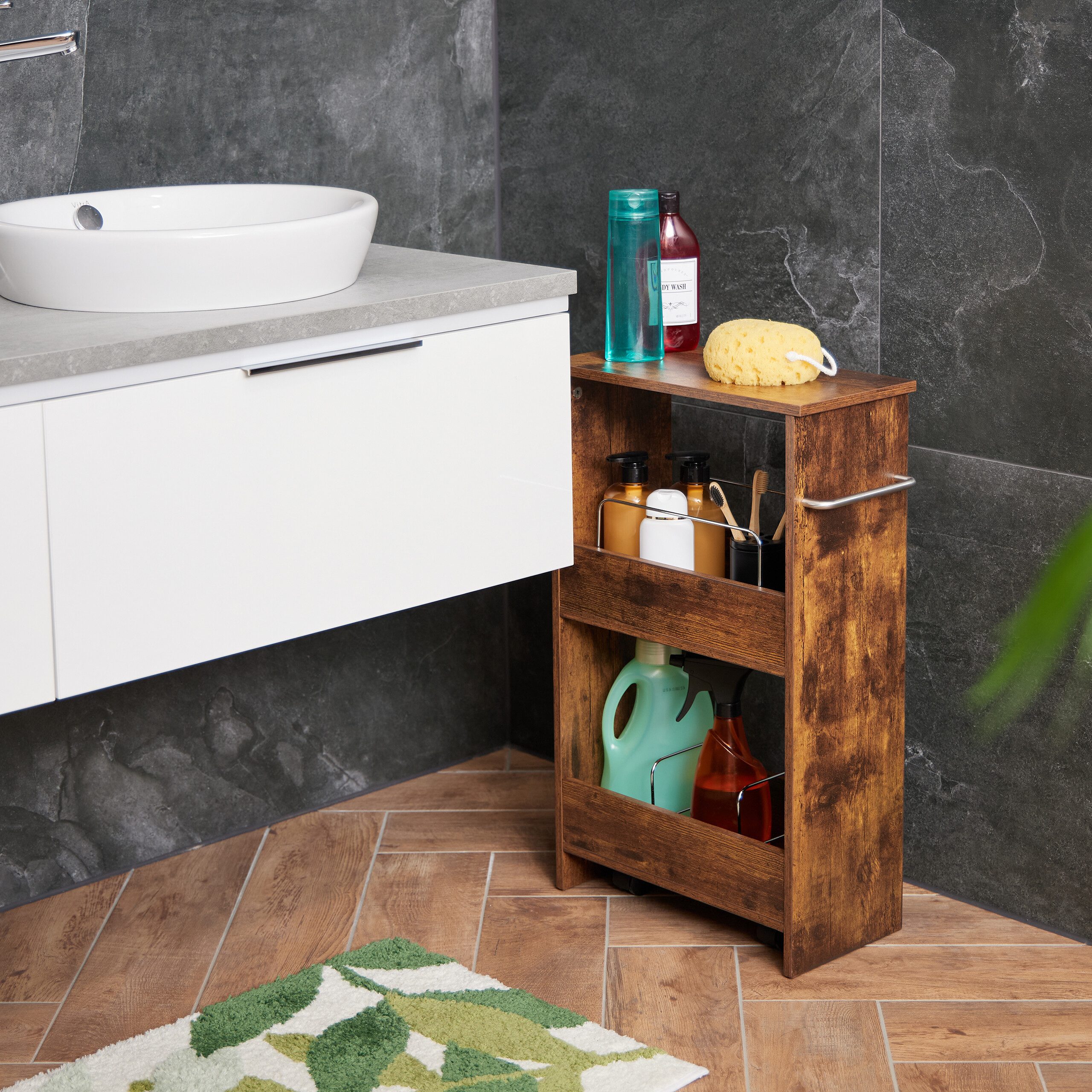 relaxdays Rollwagen Nischenwagen mit 3 Ebenen, A