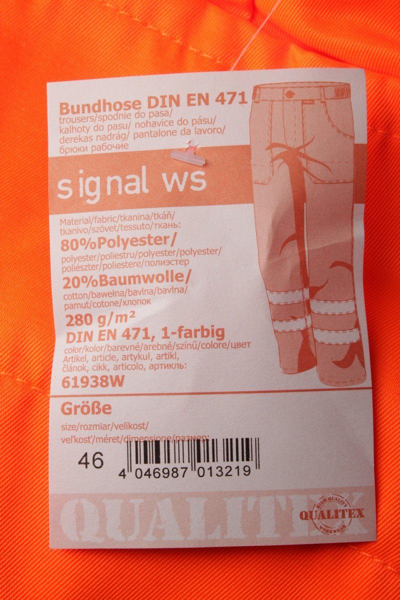 Qualitex Herren Qualitex orange ws Arbeitshose 46 Warnschutzhose Bundhose Gr. Signal Hose
