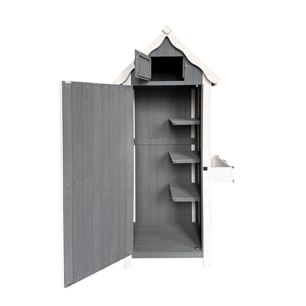 HOME DELUXE Garten-Geräteschrank YANA, BxT: 77x54 cm, aus Tannenholz, inkl. 3 Einlegeböden, Gartenschrank aus Holz – Bild 5 von 5