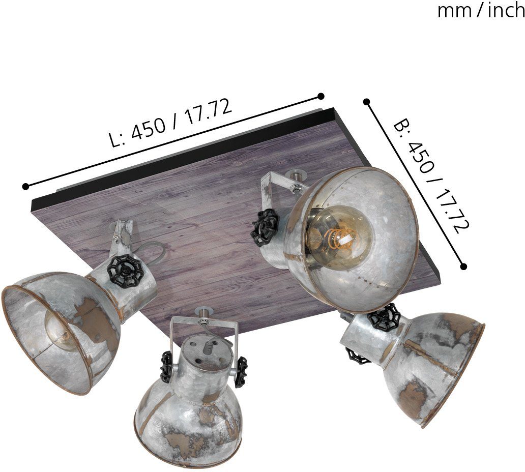 Breite/Tiefe: BARNSTAPLE, EGLO Deckenspot cm Deckenlampe, ca. Leuchtmittel, ohne 45/45
