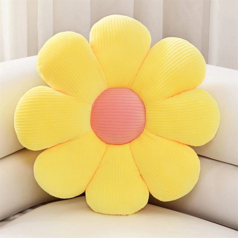 HAMÖWO Plüsch-Dekor gelb Sofa Kissen Blumenförmiges Dekor Sitzkissen Stuhlkissen Blumenboden