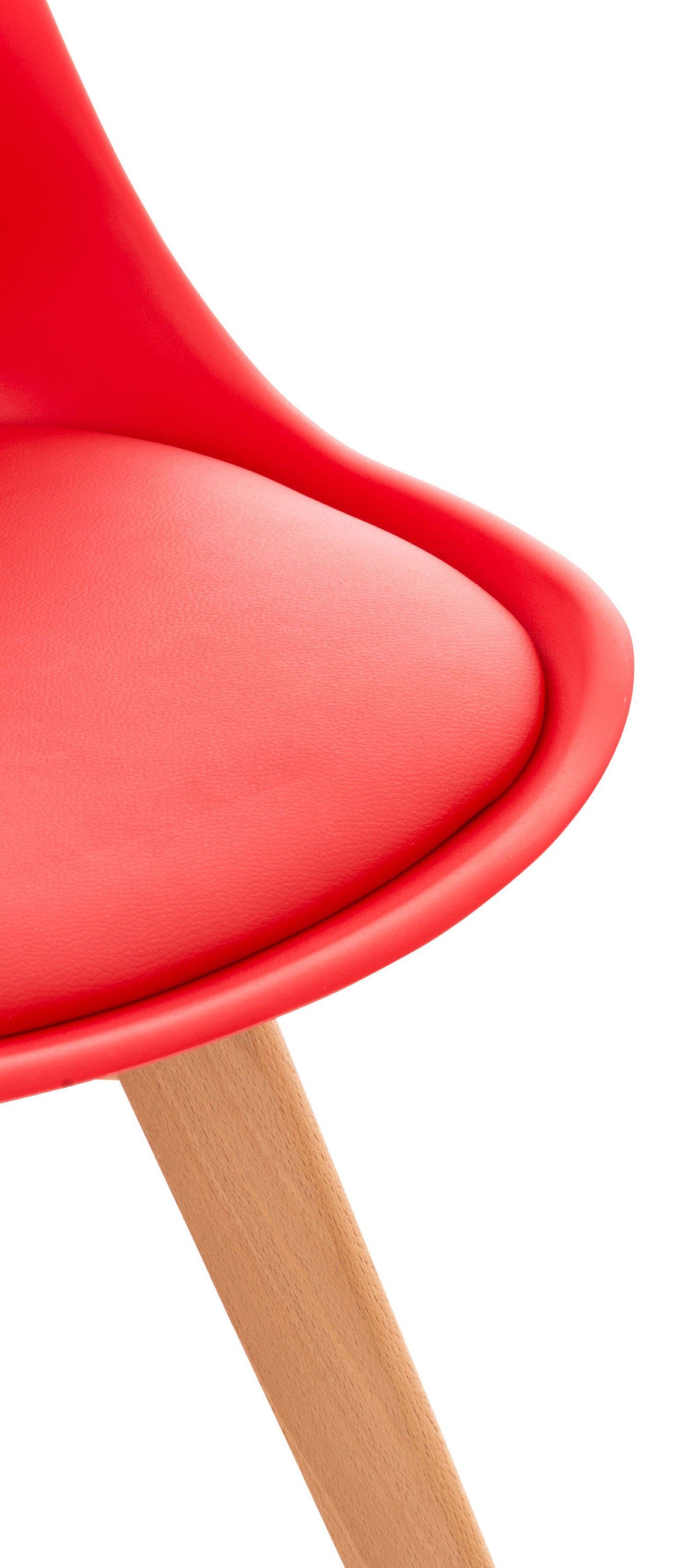 Esszimmerstuhl Gestell TPFLiving 83cm - (Küchenstuhl - (TxBxH): Farbe: Buchenholz x 49 x - Maße rot Kunstlederbezug mit Besucherstuhl 50 Lines natura),