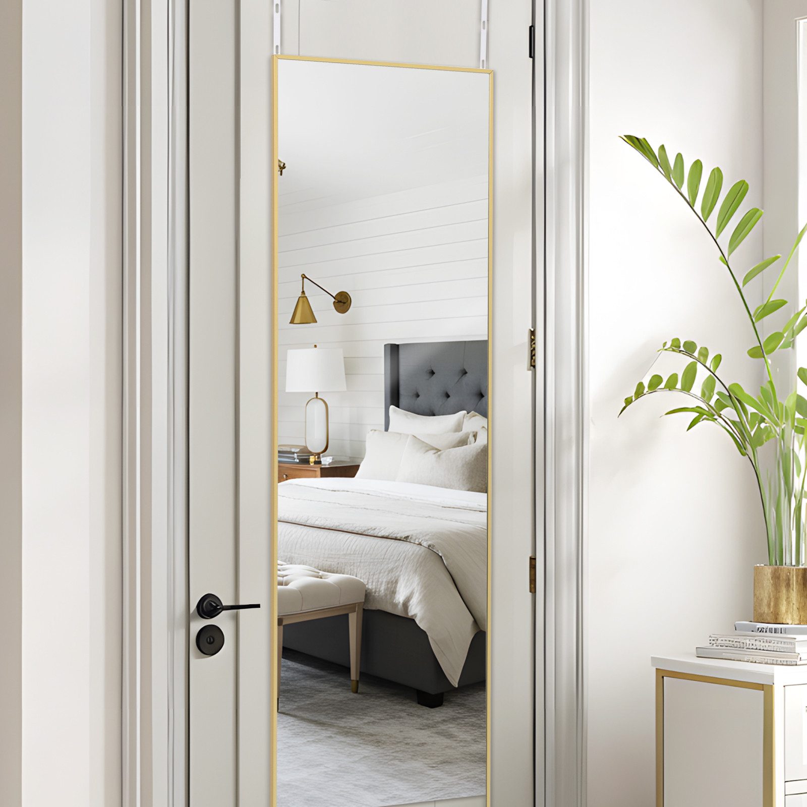 LUNAMIRROR Wandspiegel mit Aluminiumrahmen, aus HD Glas (1-St), rechteckig, bruchsicher, ohne Bohren