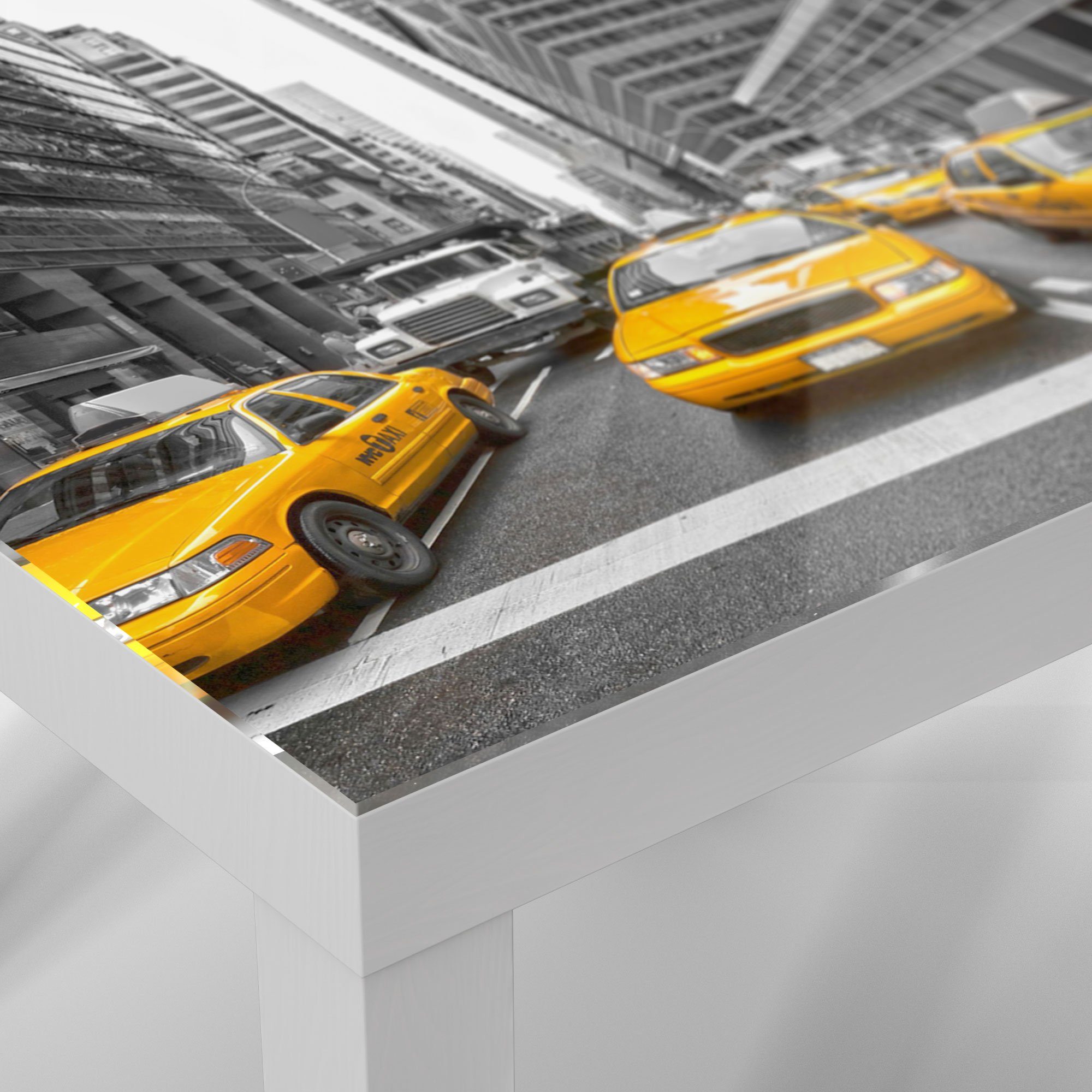 Glastisch modern Beistelltisch 'Gelbe York', in Glas Weiß Couchtisch Taxis New DEQORI