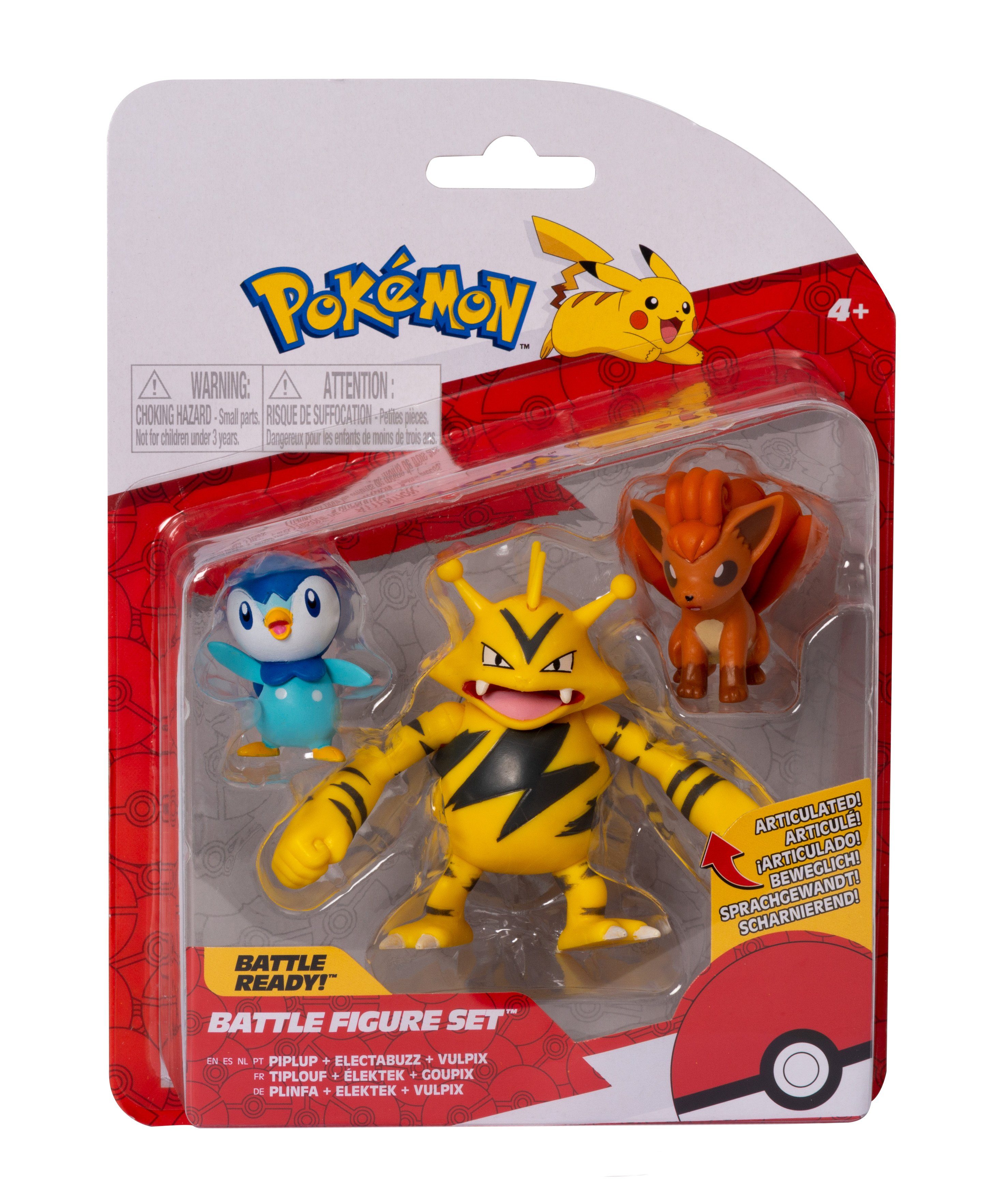 Jazwares Merchandise-Figur - Plinfa, Vulpix Elektek, - Figur (Set, Pokémon & Pack 3er Battle 3-tlg)