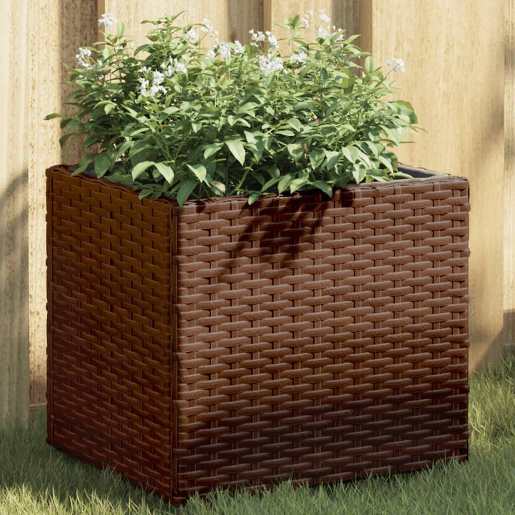 vidaXL Blumentopf Pflanzkübel Braun 36x30x32 cm Poly Rattan (1 St)