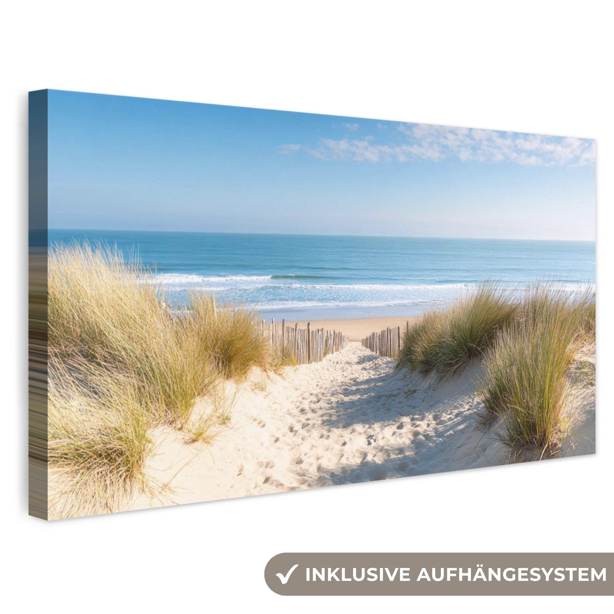 OneMillionCanvasses® Leinwandbild Panorama Strand - Meer - Düne - Sand - Sommer, Fotodruck (1 St), Leinwand Bilder für Wohnzimmer Schlafzimmer 60x30 cm