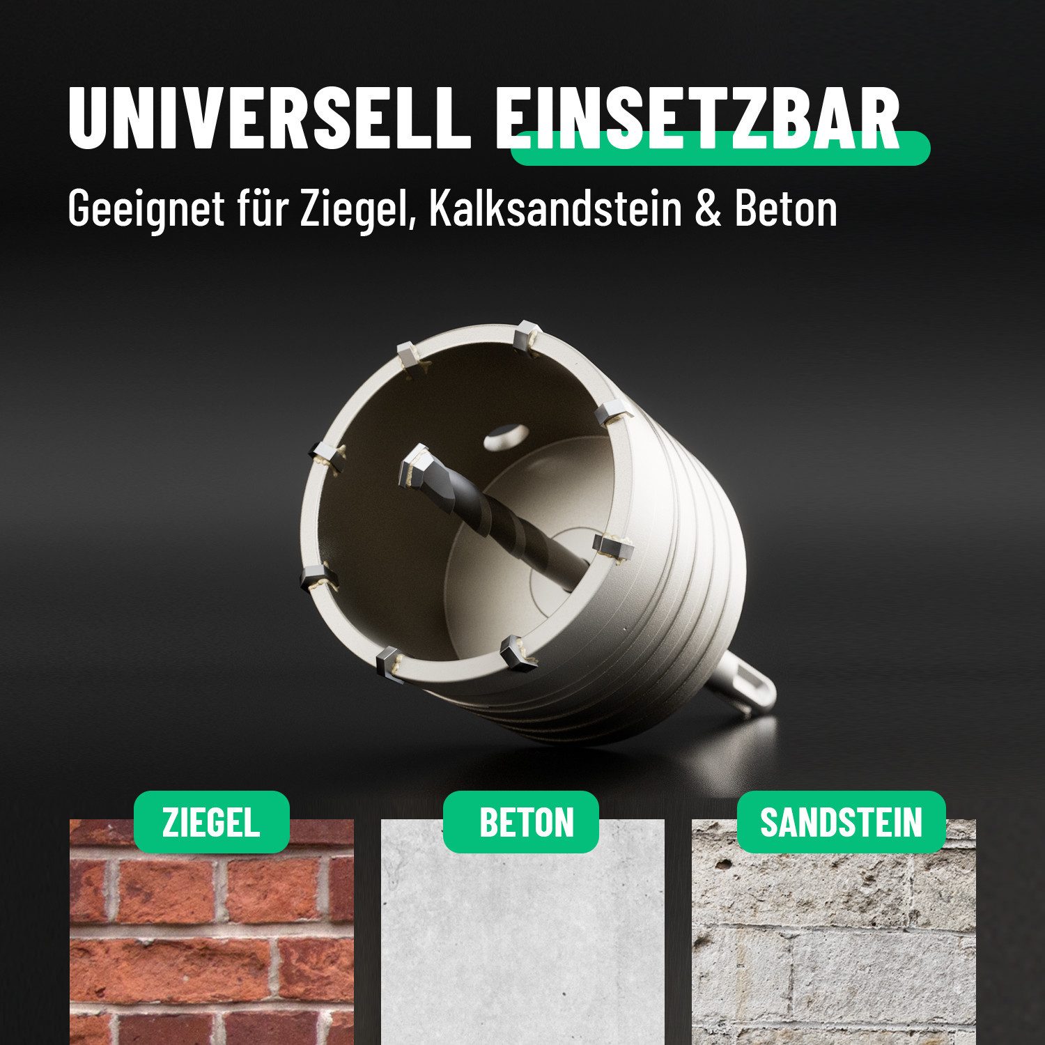 greate. Hohlbohrkrone 2x Bohrkrone 68mm SDS Plus mit Zentrierbohrer - Dosenbohrer Trockenbau, Ø 68 mm, 2-tlg. – Bild 4 von 5