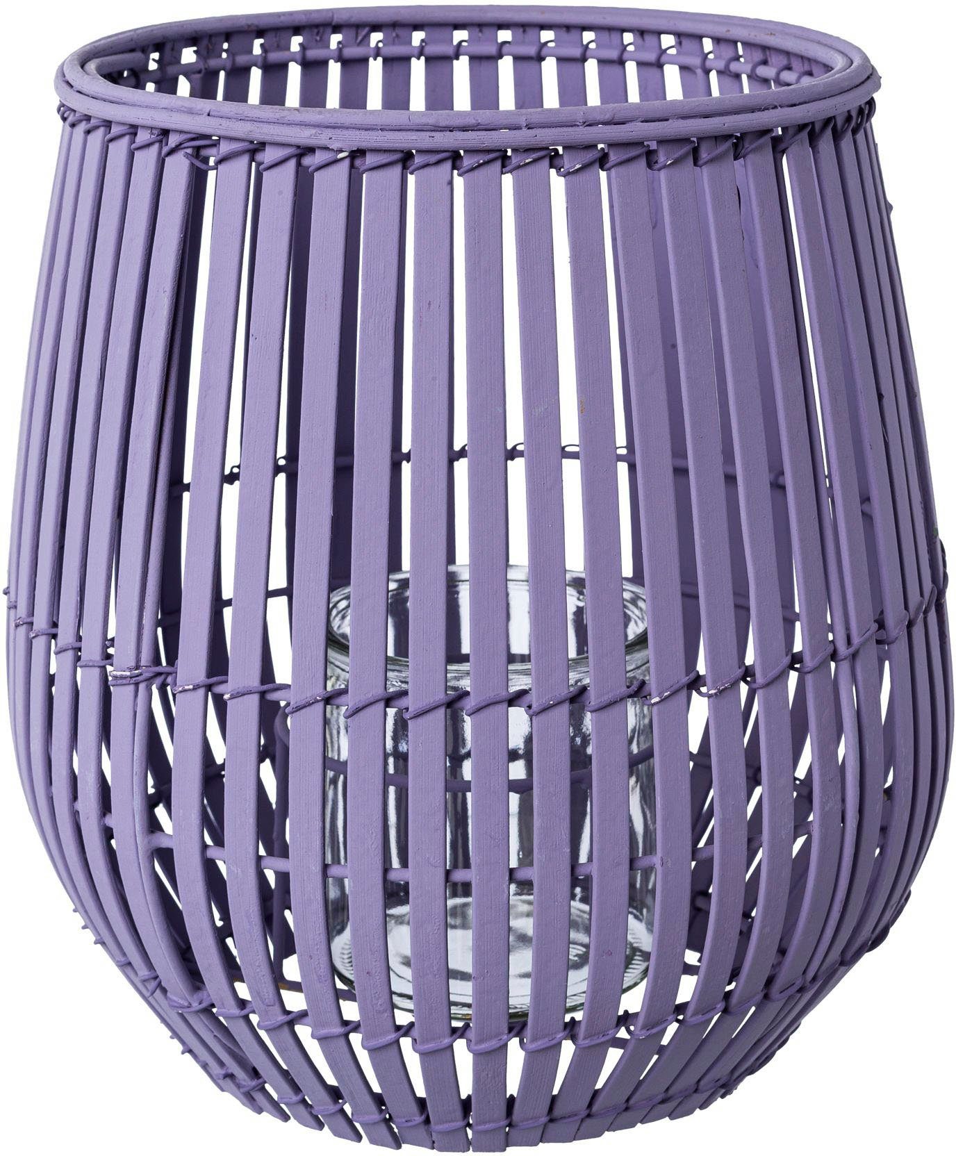 Creativ home Windlicht Kerzenhalter Bambus (1 St), Höhe ca. 25 cm lavendel