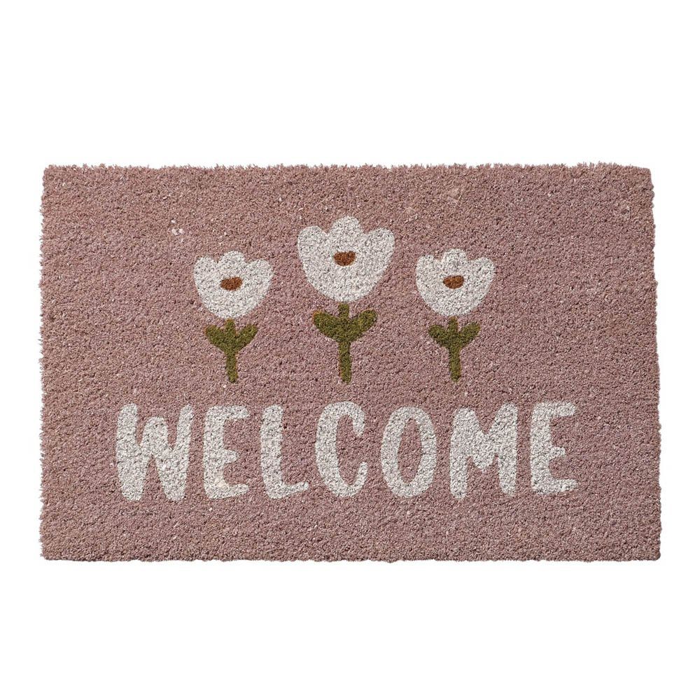 Fußmatte Fußmatte GARDENLOVE rosa weiss grün Welcome mit Blumen aus Kokos PVC 6, BOLTZE