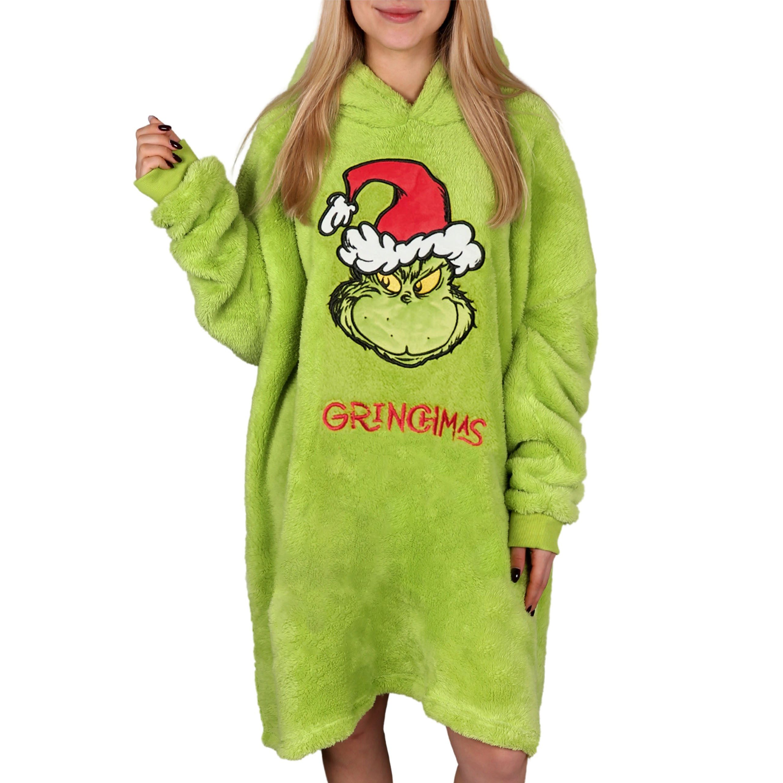 Sarcia.eu Bademantel Grinch Grün, Unisex-Kapuzen-Sweatshirt/Mantel/Decke, Snuddie