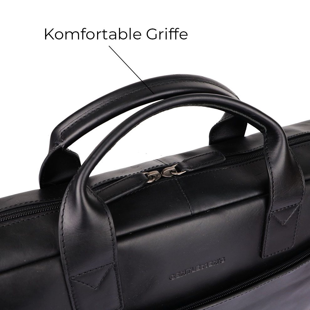 Gentlemen's Laptoptasche Slim - Notebooktasche aus Leder mit Schultergurt 14 & 16 Zoll, Echtleder, großes Hauptfach, Schultergurt, Geschenkverpackung