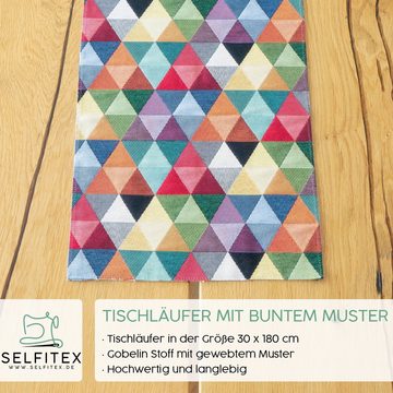 Selfitex Tischläufer bunt, in versch. Größen, gewebter Stoff, modernes Muster (1 oder 2-tlg, 30 x 60/140/180 cm), gewebtes Muster, Gobelin-Stoff
