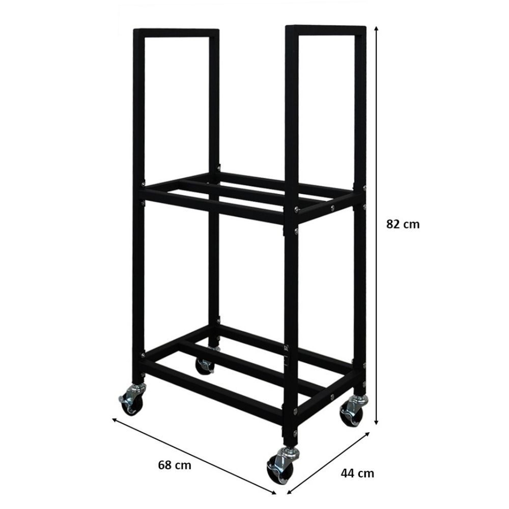 PROREGAL® Kaminholzregal PHOENIX mit Rollen & 2 Ebenen 82x44x28cm Metall Schwarz Holzständer, Holzständer Holzhalter Kaminholzständer Brennholzregal