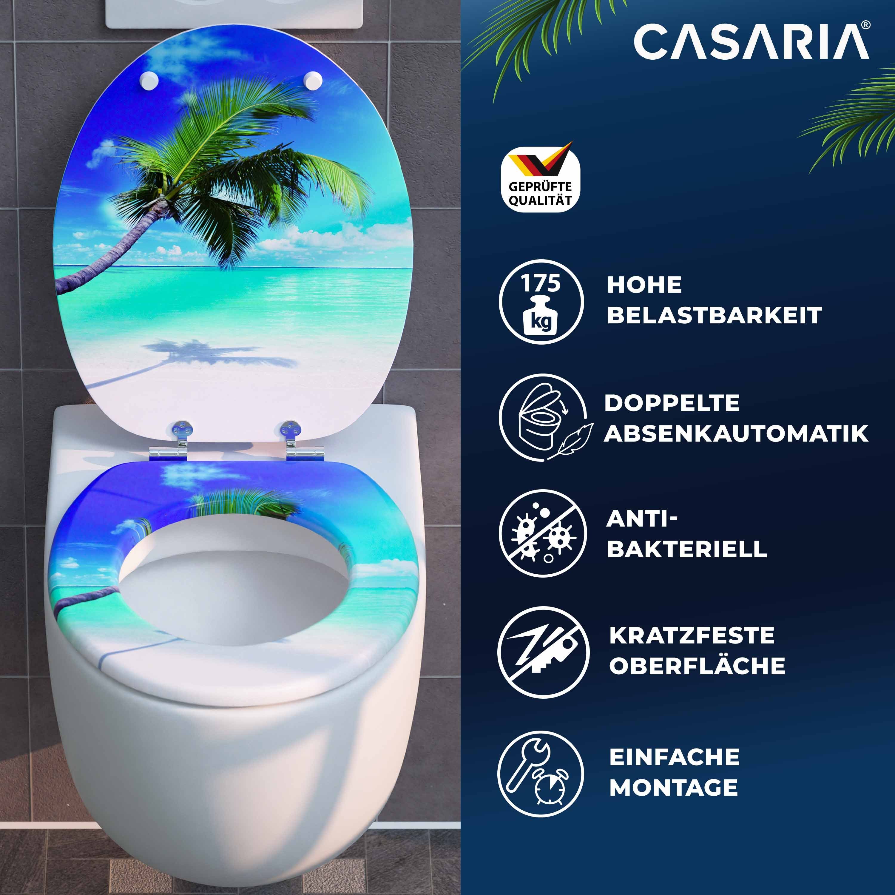 Casaria WC-Sitz, Doppelte Absenkautomatik MDF Holz hygienisch Toilettensitz günstig online kaufen