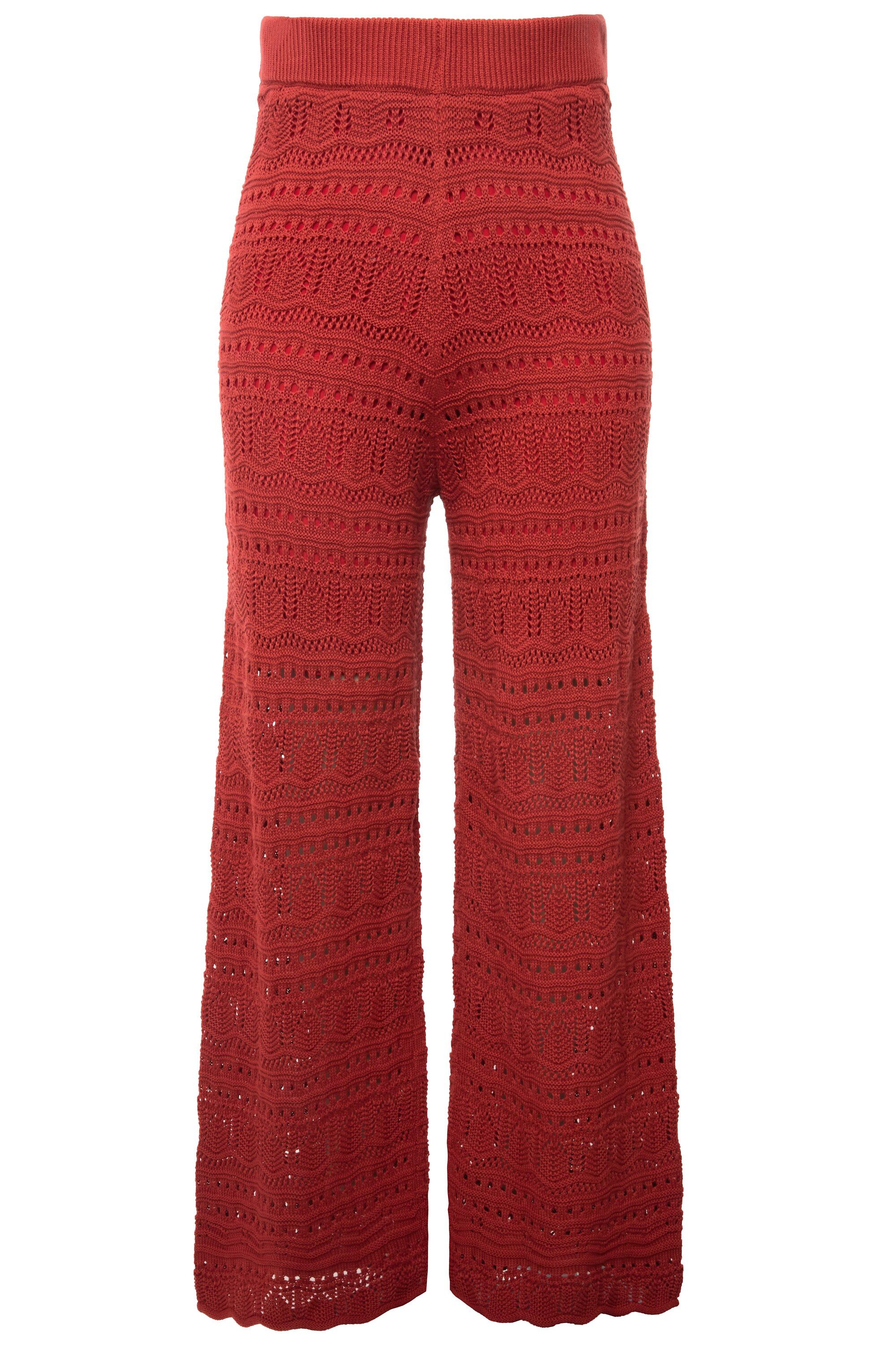Studio Untold Schlupfhose Ajour-Strickhose Wide Legs Elastikbund