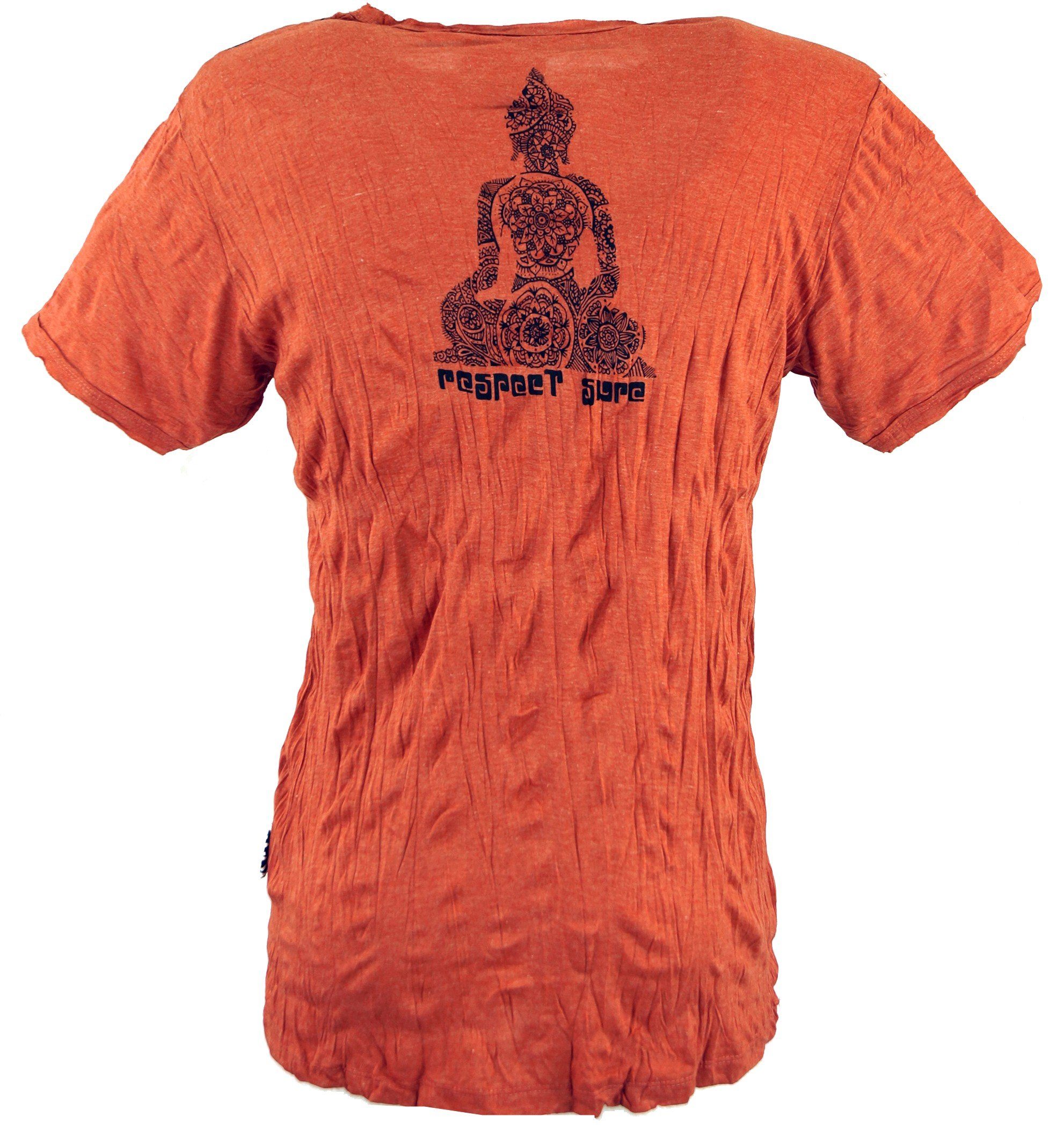 Guru-Shop T-Shirt Sure T-Shirt Mandala Buddha Style, rostorange alternative Goa Bekleidung Festival, 