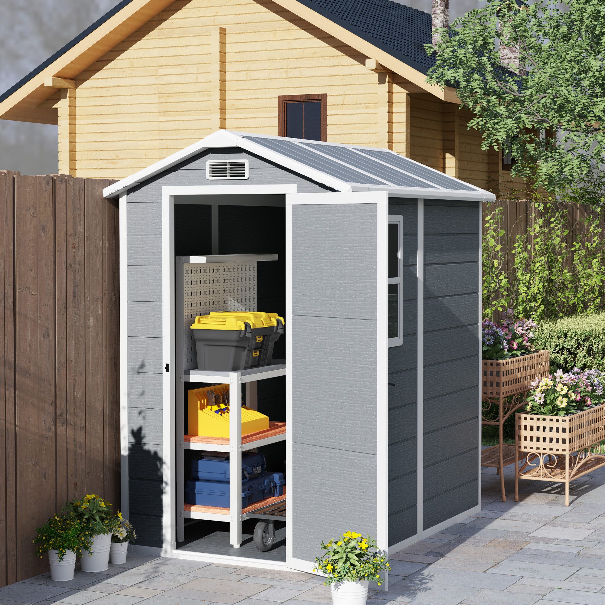 Outsunny Gerätehaus 2,1m², wasserdicht, mit Pultdach, günstig online kaufen