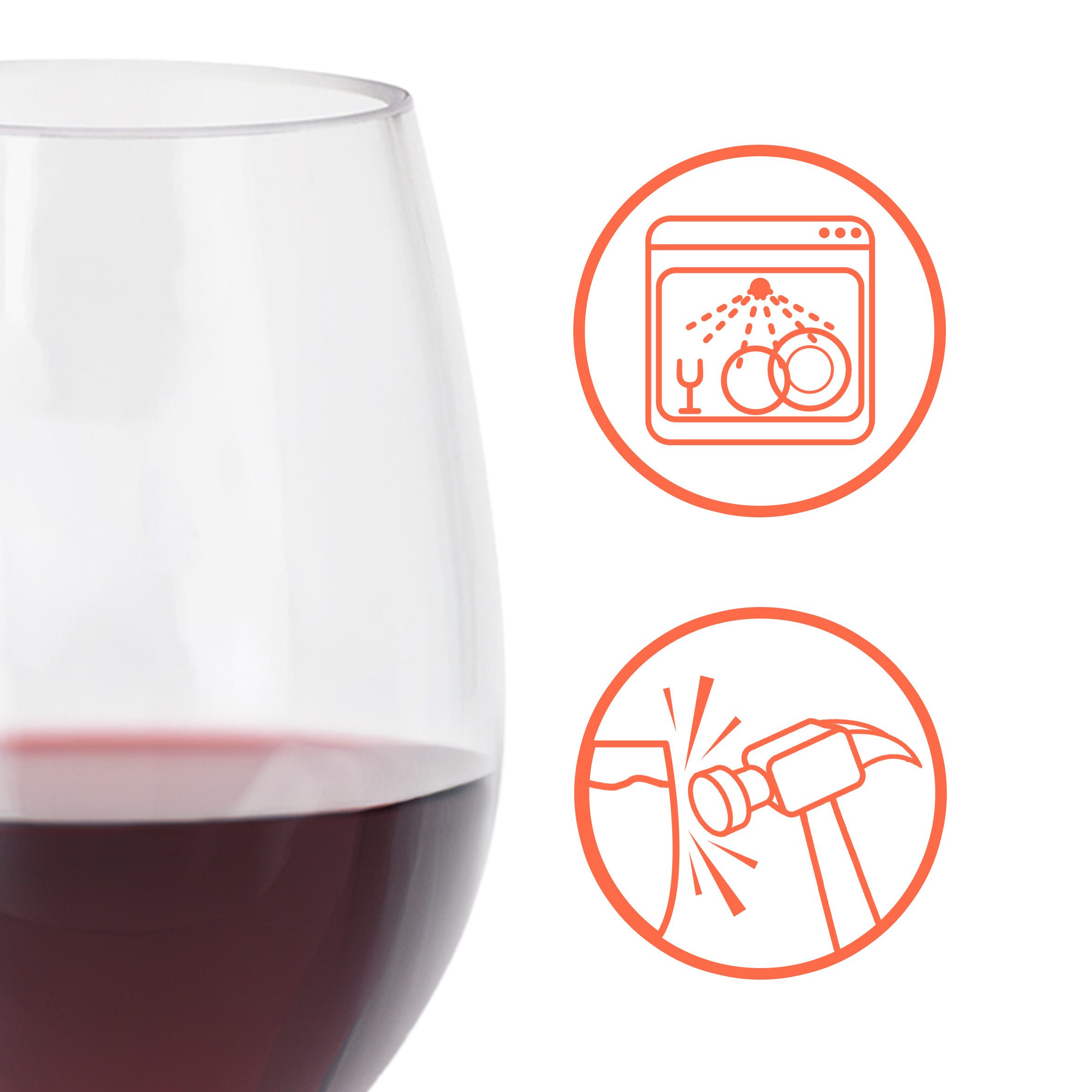 Spetebo Gläser-Set Mehrweg Kunstsoff Camping Glas, 6-tlg., Kunststoff, Camping Weinkelch wiederverwendbar