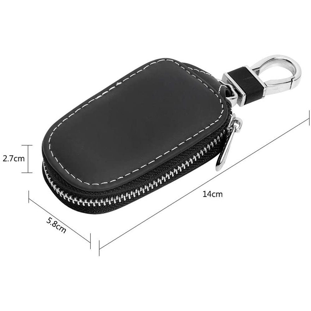 Leder Auto Smart KeyChain Halter Abdeckung Schlüssel Tasche Schlüsselring Zipper 