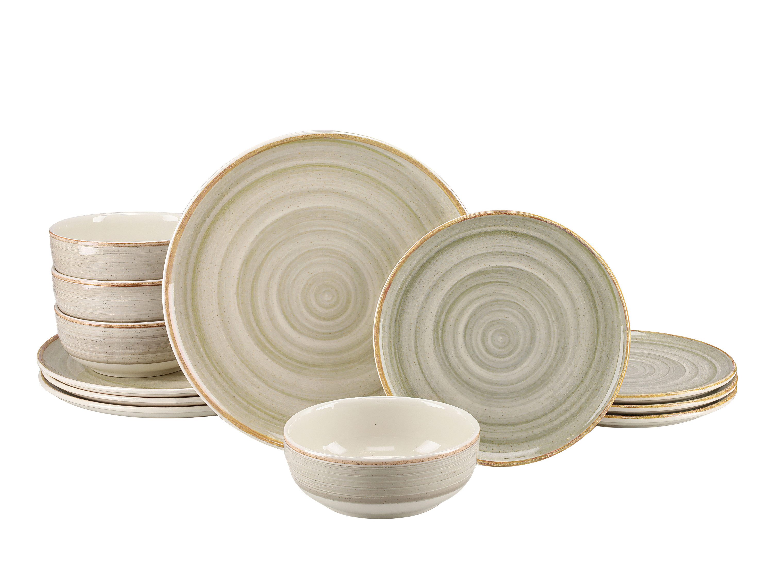 CreaTable Tafelservice Caoba Sand (12-tlg), 4 Personen, Steingut